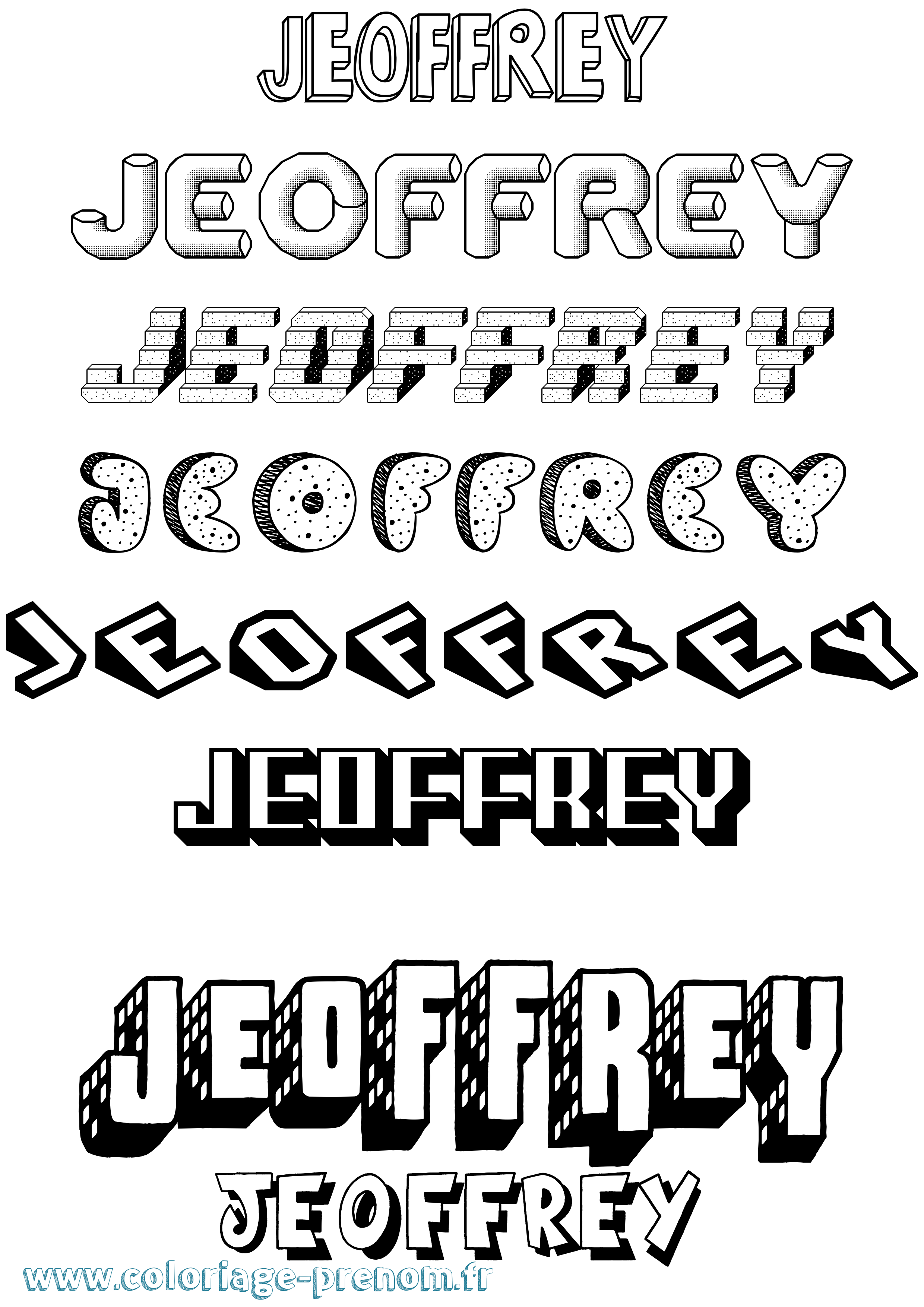 Coloriage Jeoffrey Effet 3D Coloriage prénom Jeoffrey Effet 3D