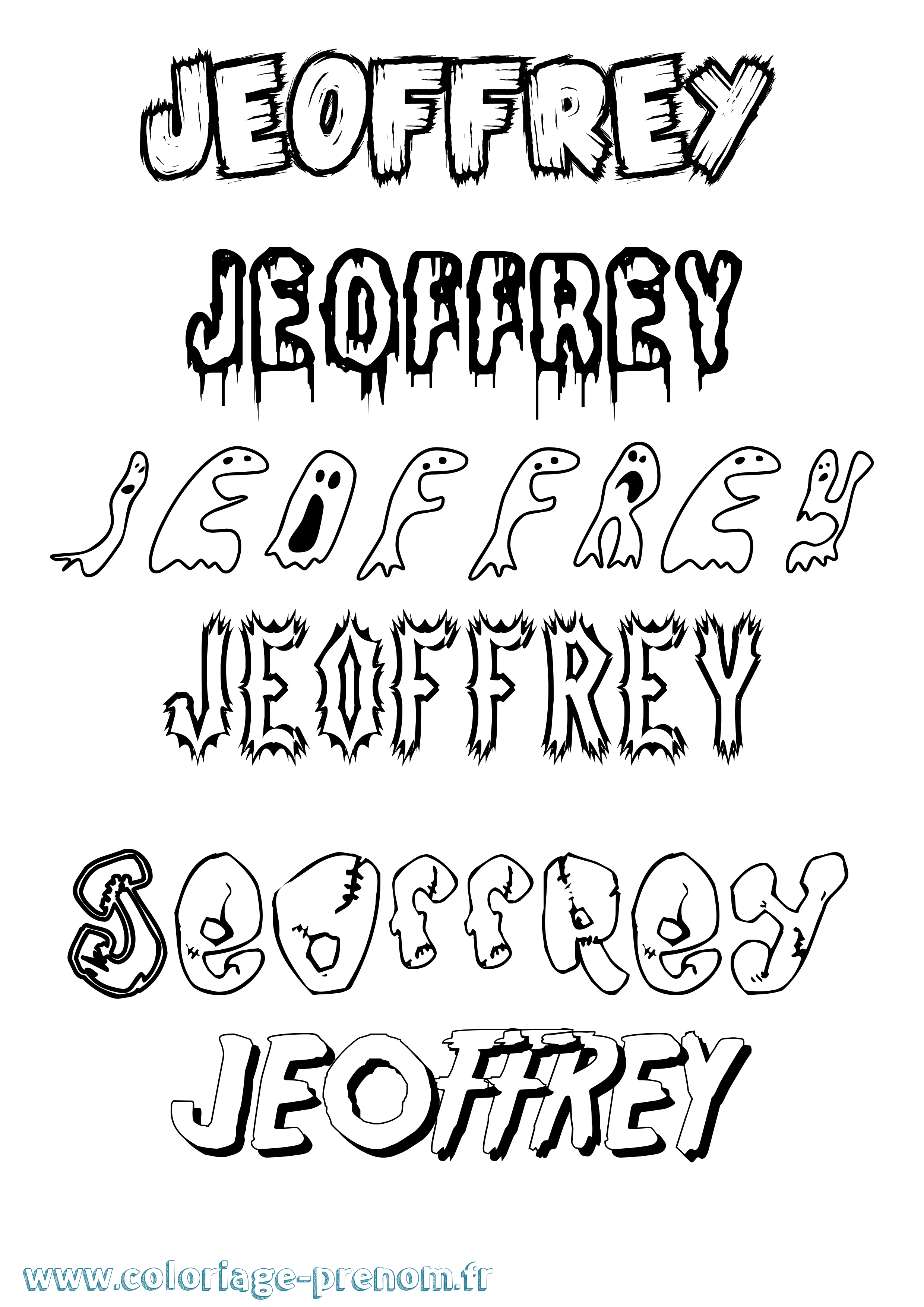Coloriage Jeoffrey Frisson Coloriage prénom Jeoffrey Frisson