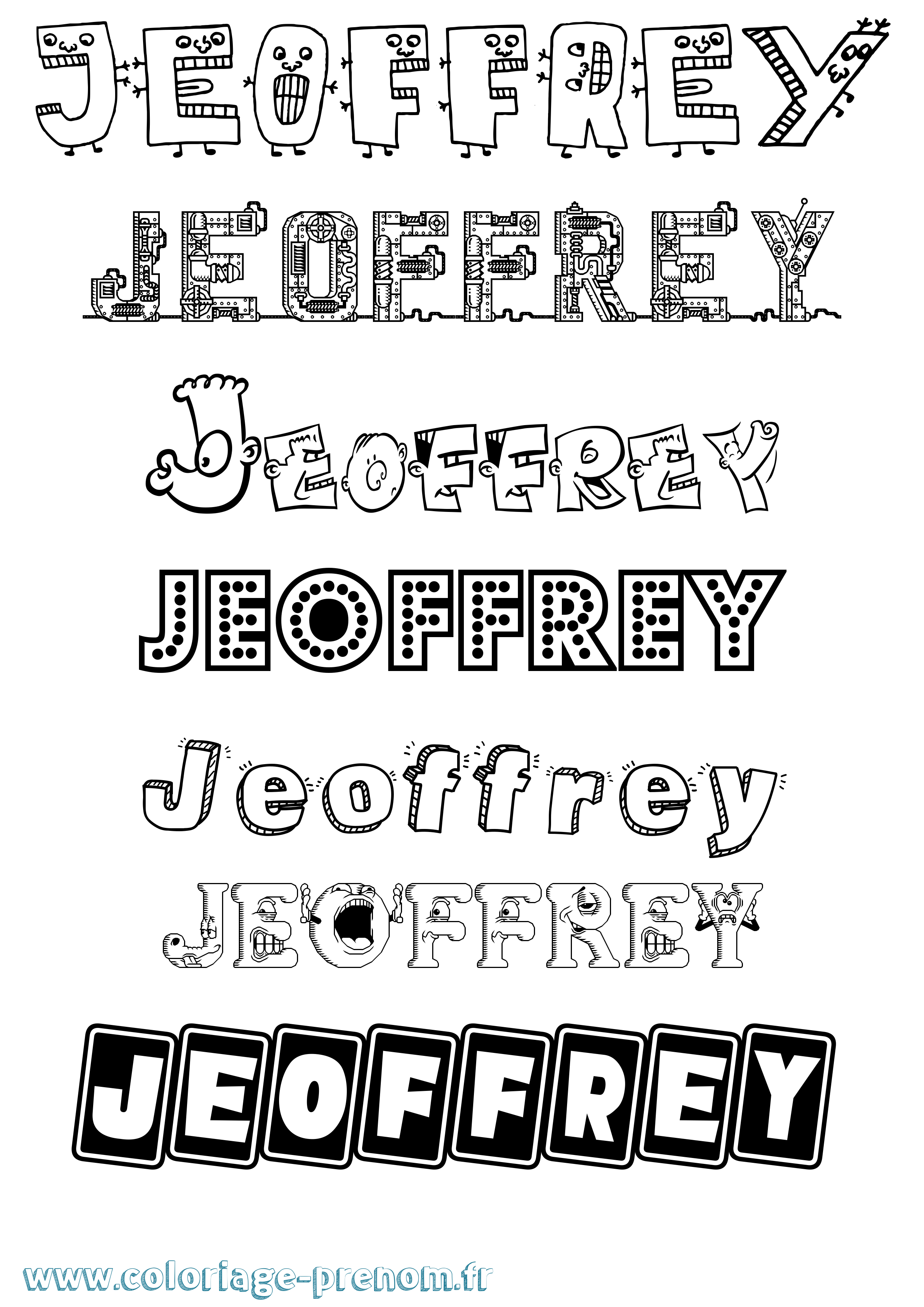 Coloriage Jeoffrey Fun Coloriage prénom Jeoffrey Fun