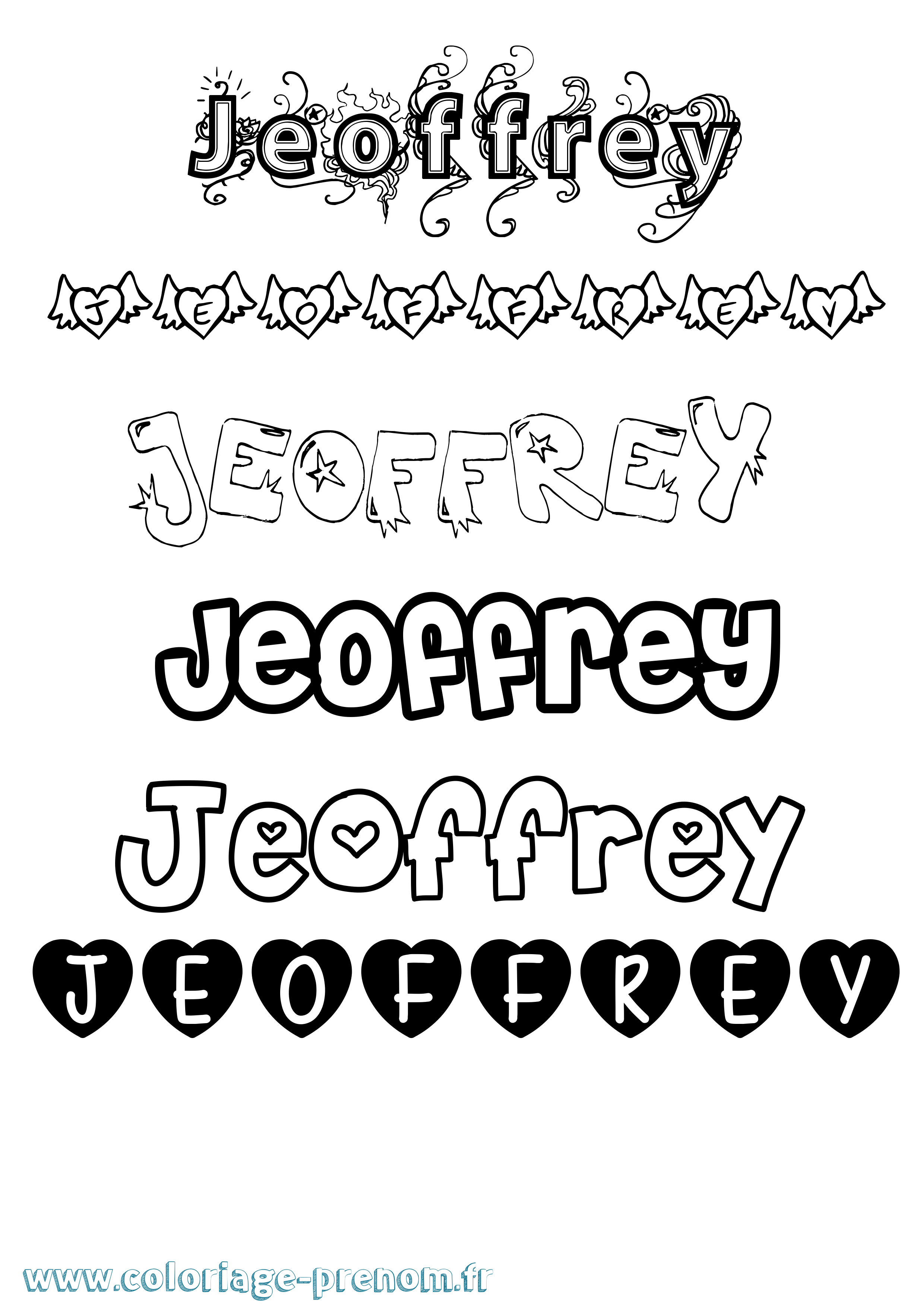 Coloriage Jeoffrey Girly Coloriage prénom Jeoffrey Girly
