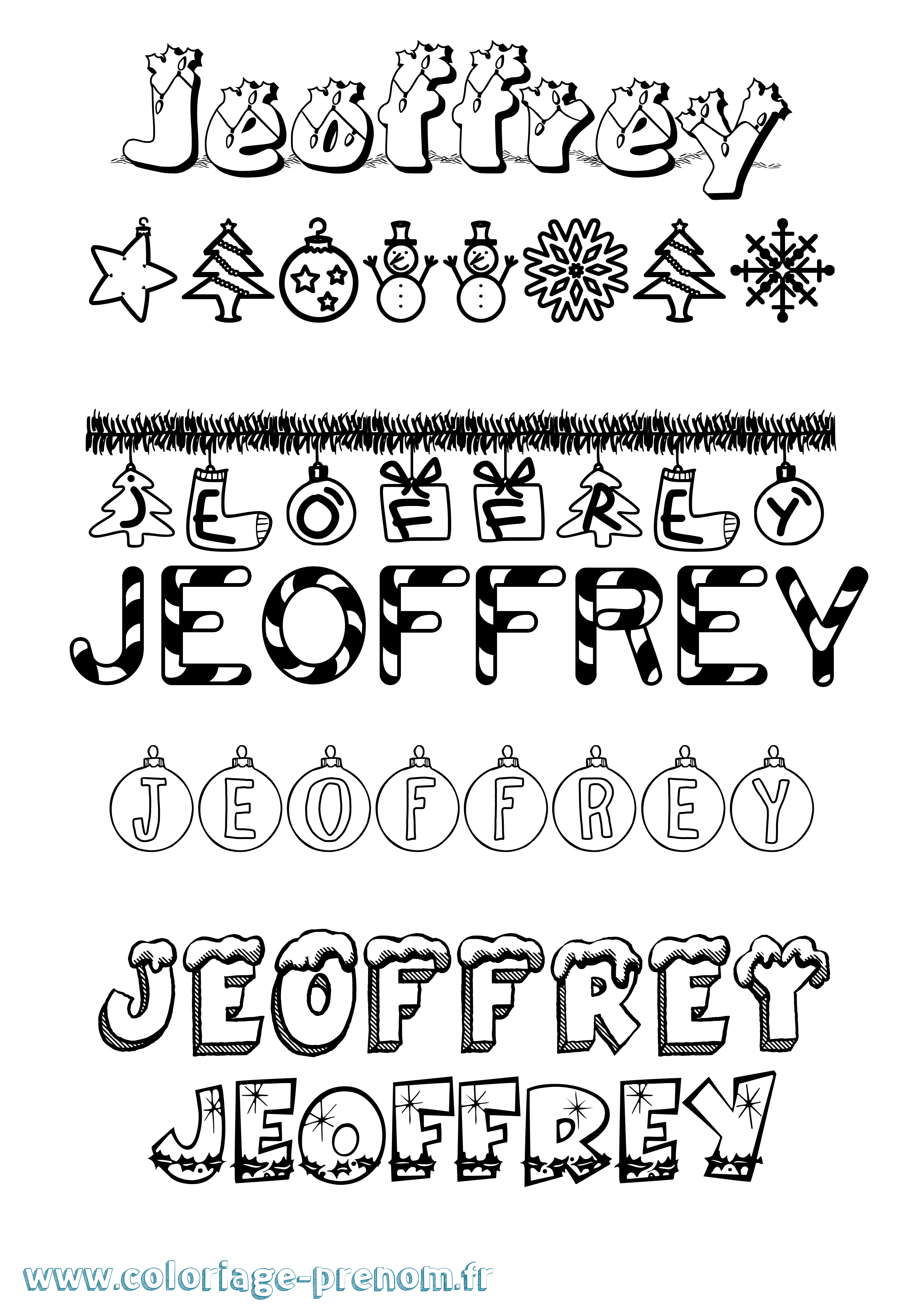 Coloriage Jeoffrey Noël Coloriage prénom Jeoffrey Noël