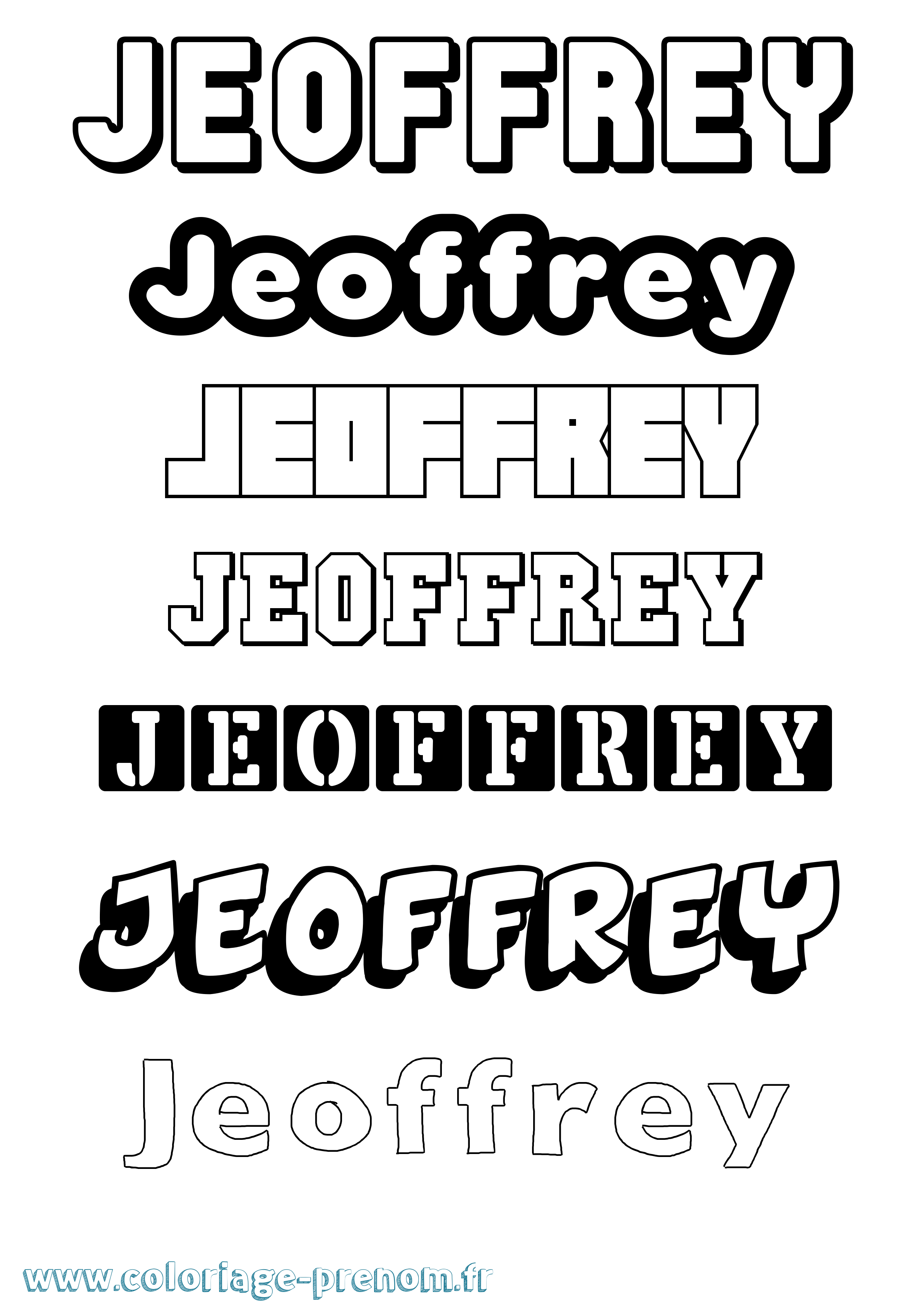 Coloriage Jeoffrey Simple Coloriage prénom Jeoffrey Simple