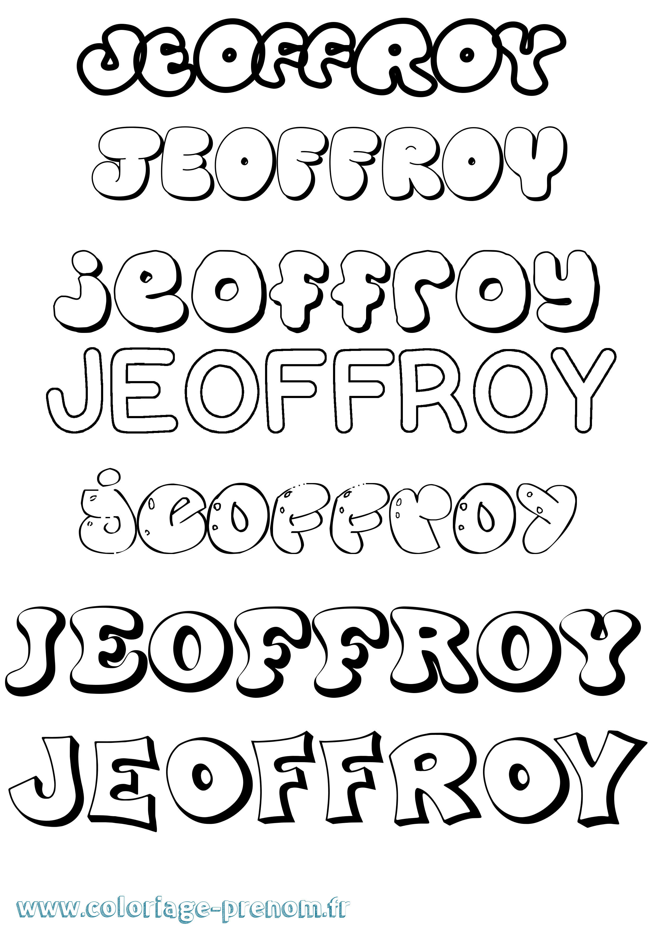 Coloriage Jeoffroy Bubble Coloriage prénom Jeoffroy Bubble