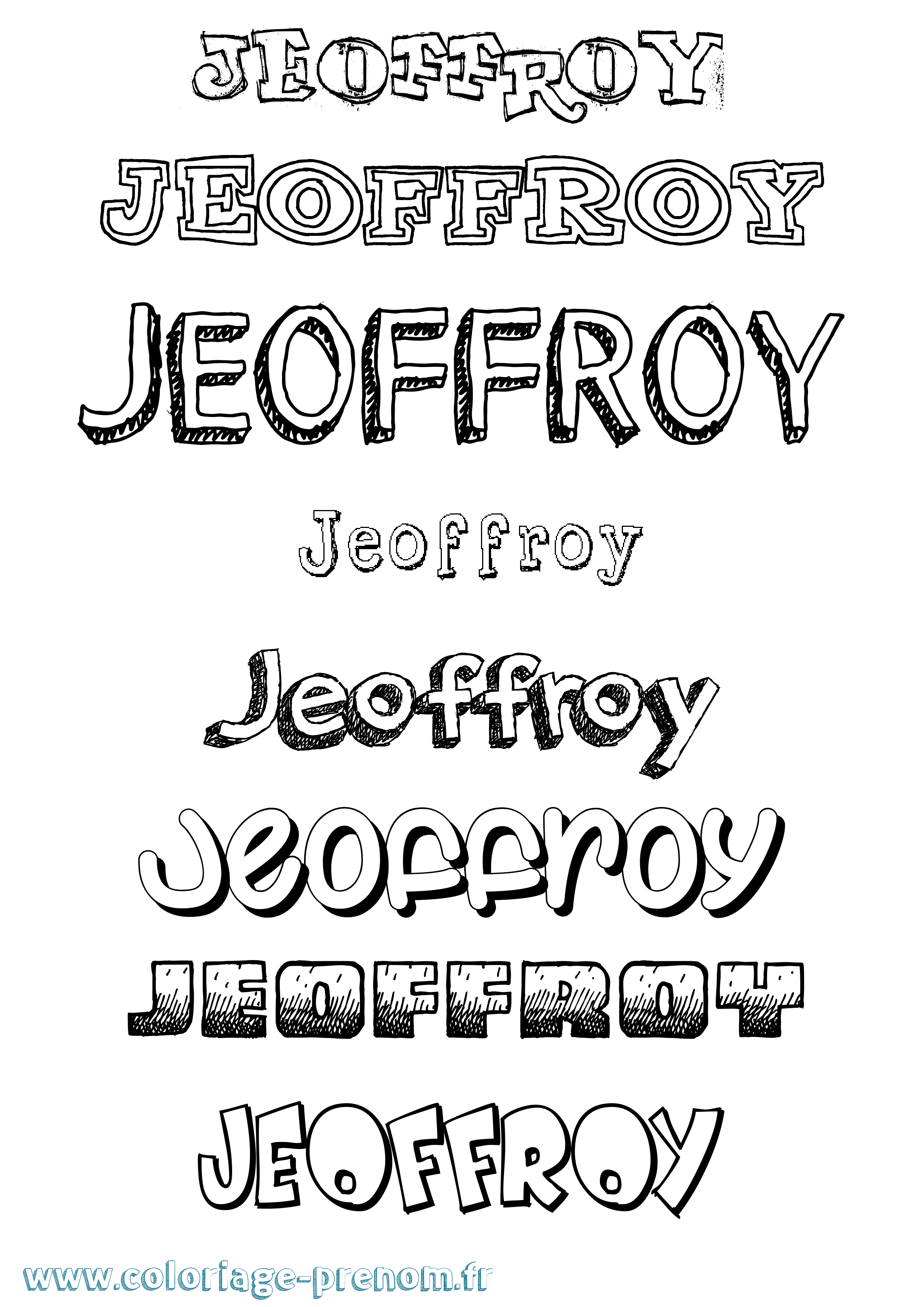 Coloriage Jeoffroy Dessiné Coloriage prénom Jeoffroy Dessiné