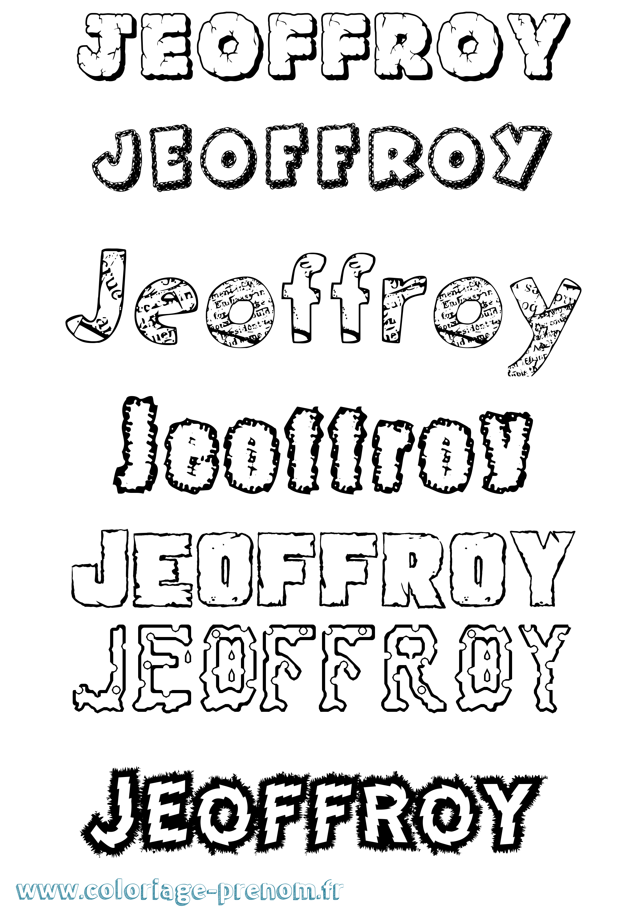 Coloriage Jeoffroy Destructuré Coloriage prénom Jeoffroy Destructuré