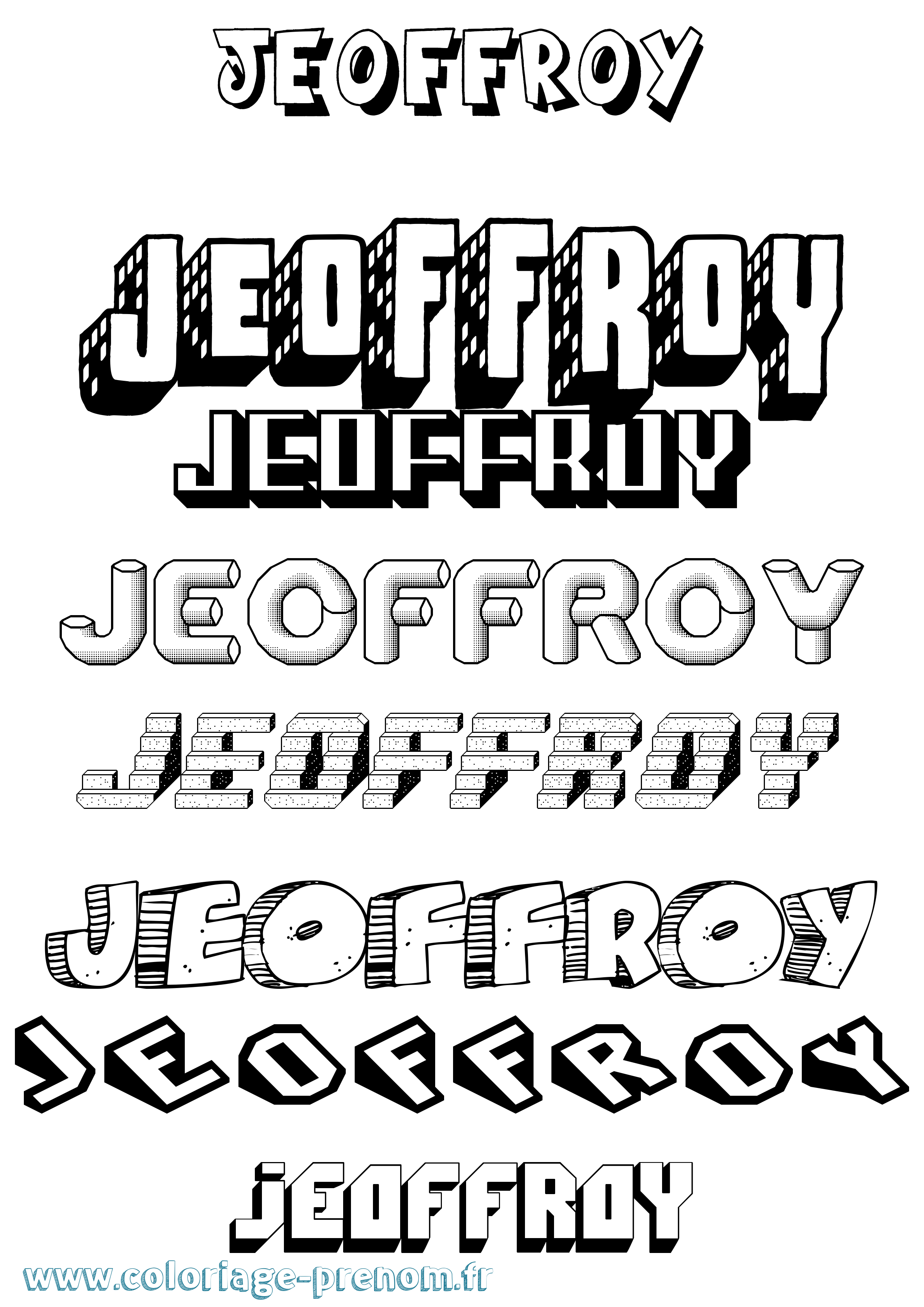 Coloriage Jeoffroy Effet 3D Coloriage prénom Jeoffroy Effet 3D