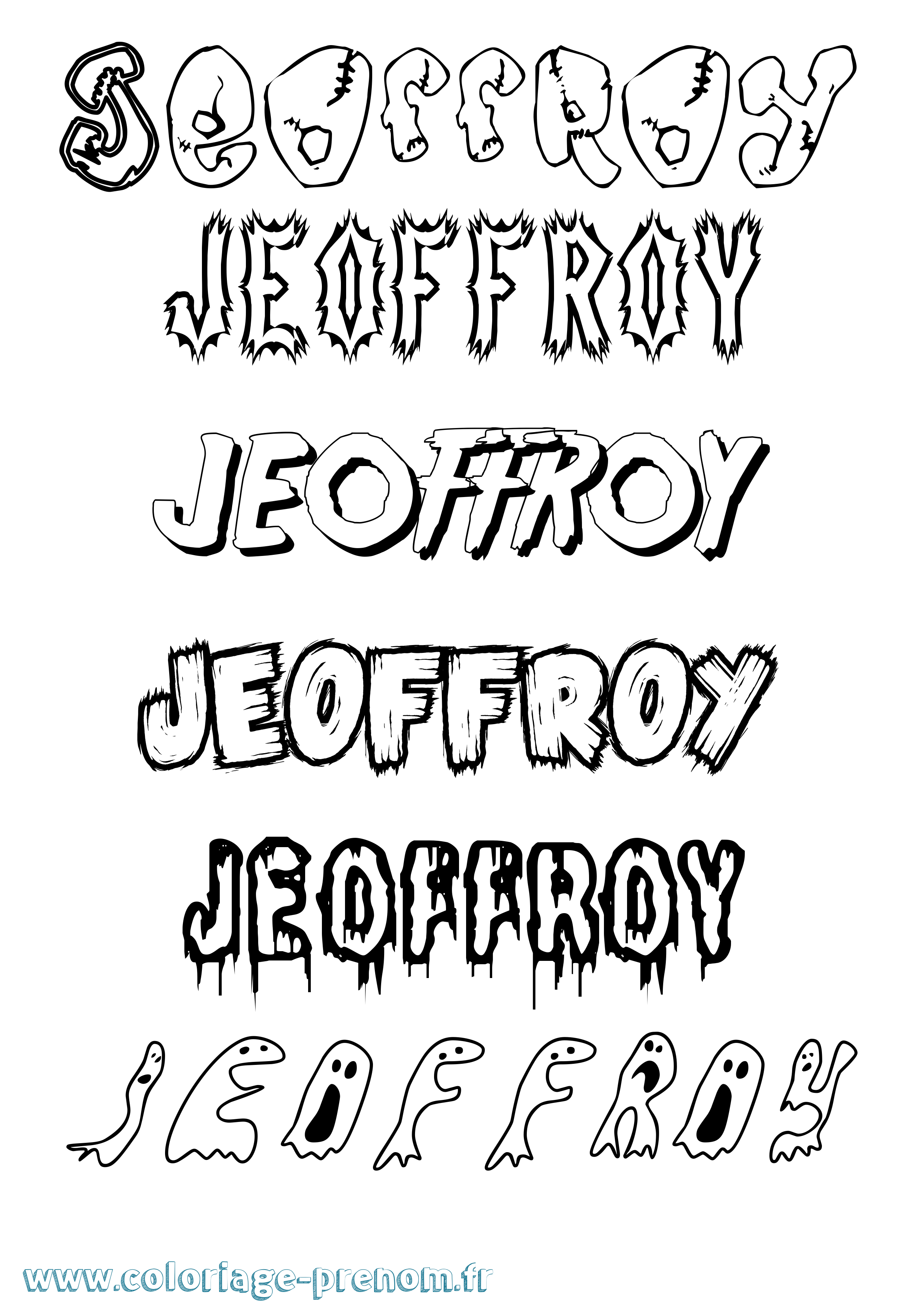 Coloriage Jeoffroy Frisson Coloriage prénom Jeoffroy Frisson