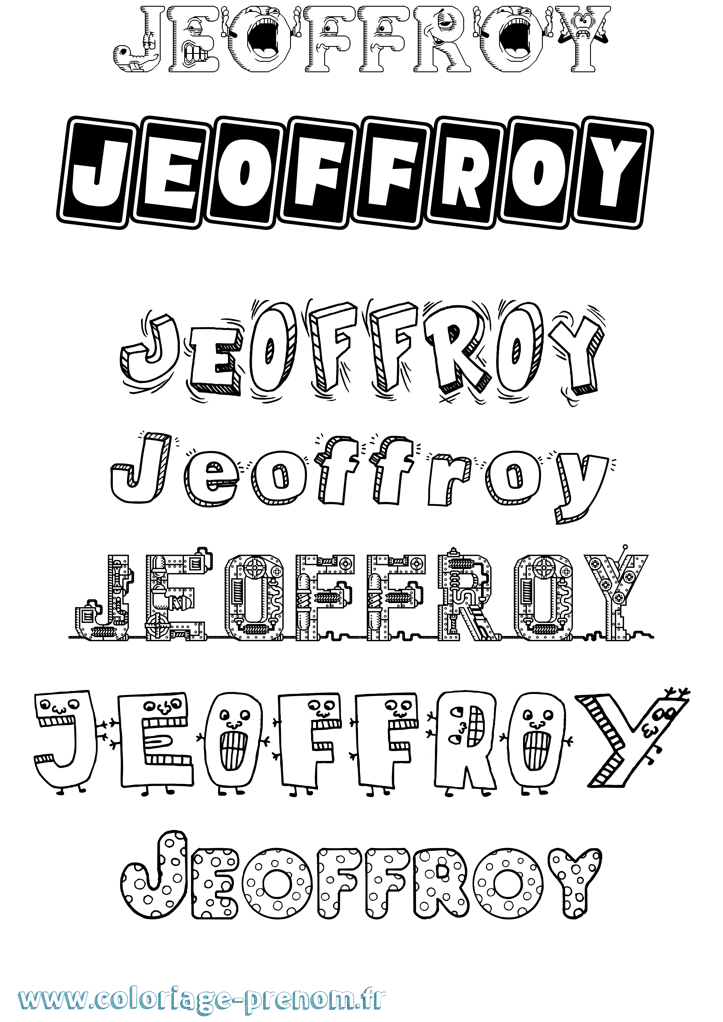 Coloriage Jeoffroy Fun Coloriage prénom Jeoffroy Fun