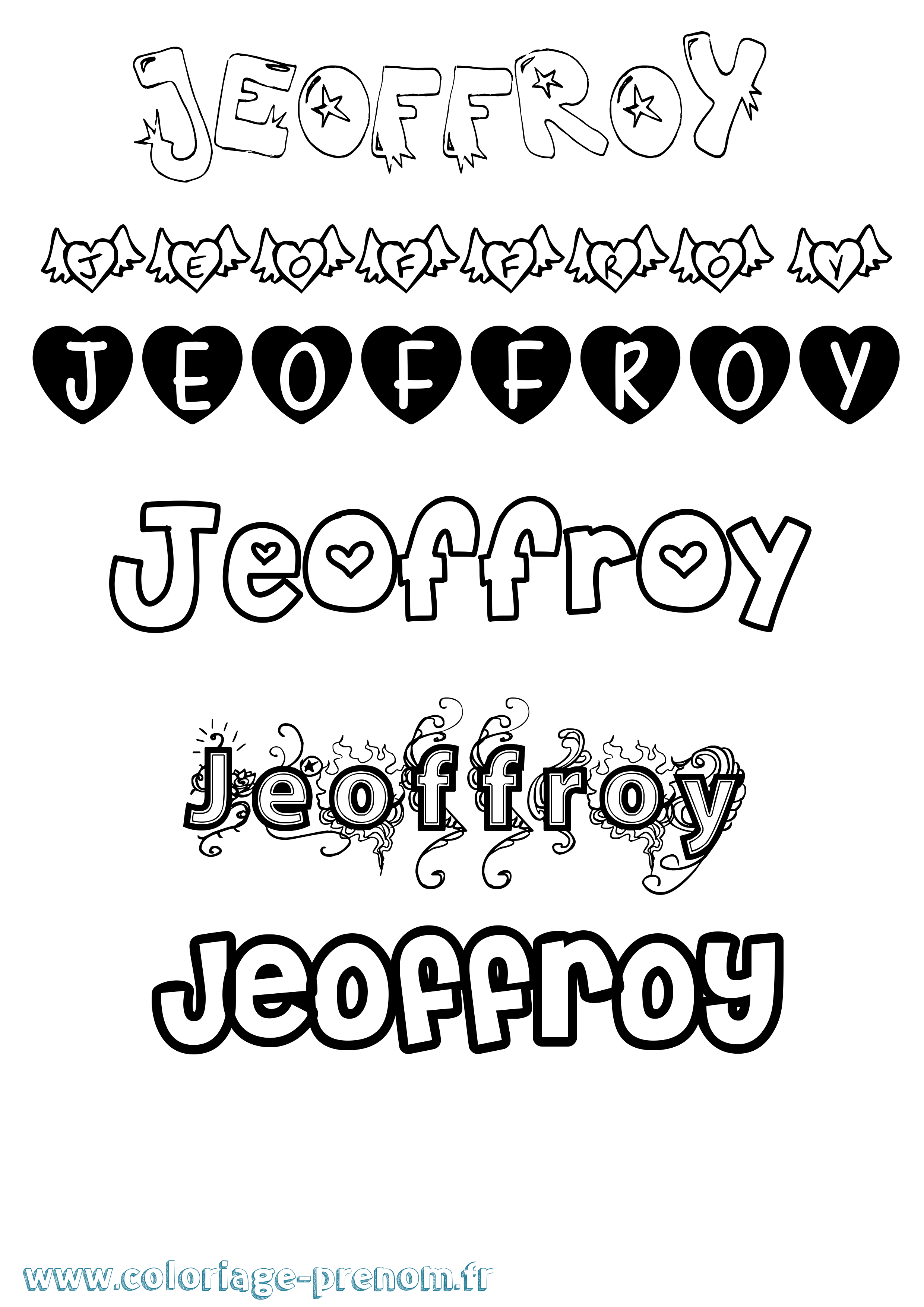 Coloriage Jeoffroy Girly Coloriage prénom Jeoffroy Girly