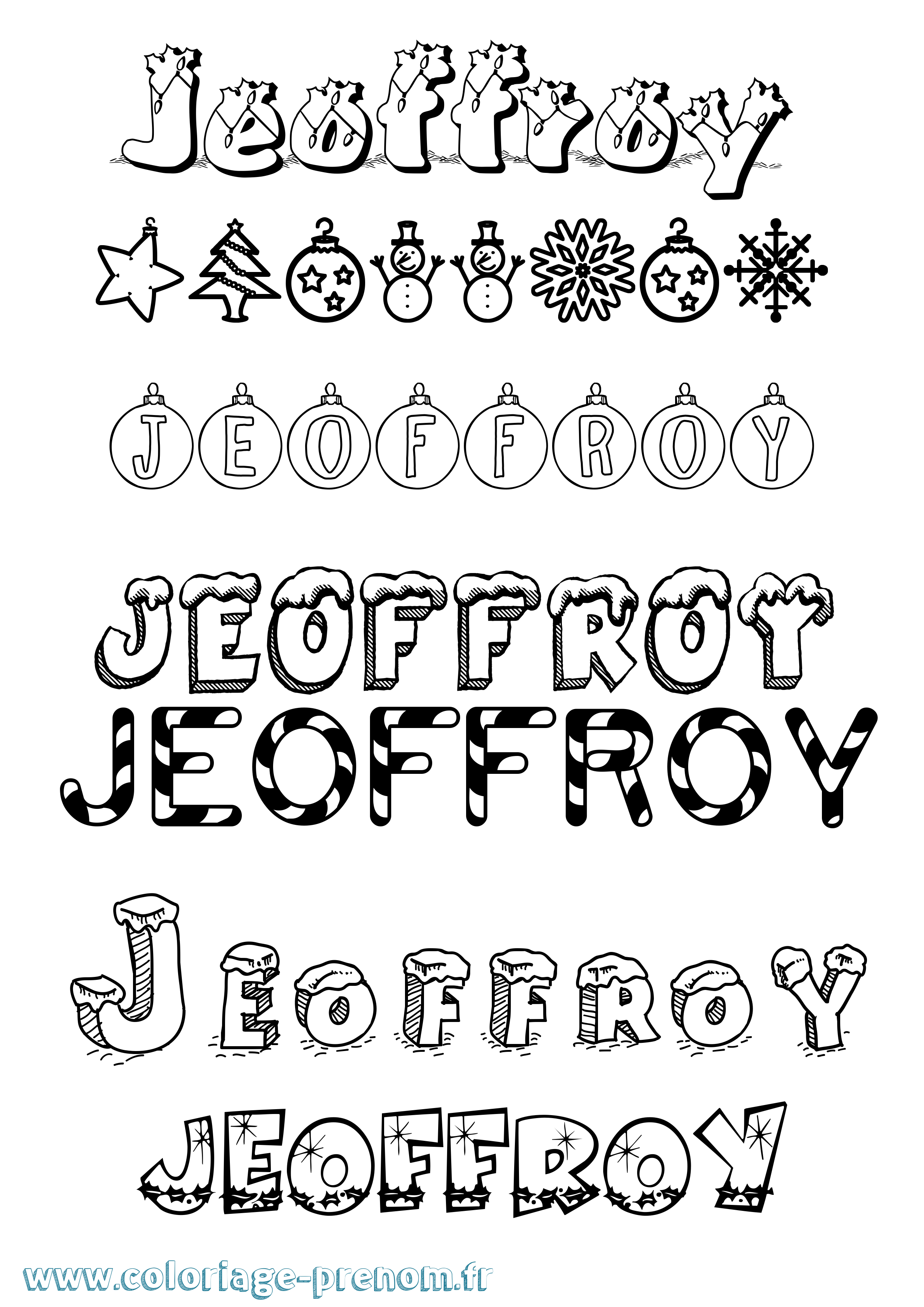 Coloriage Jeoffroy Noël Coloriage prénom Jeoffroy Noël