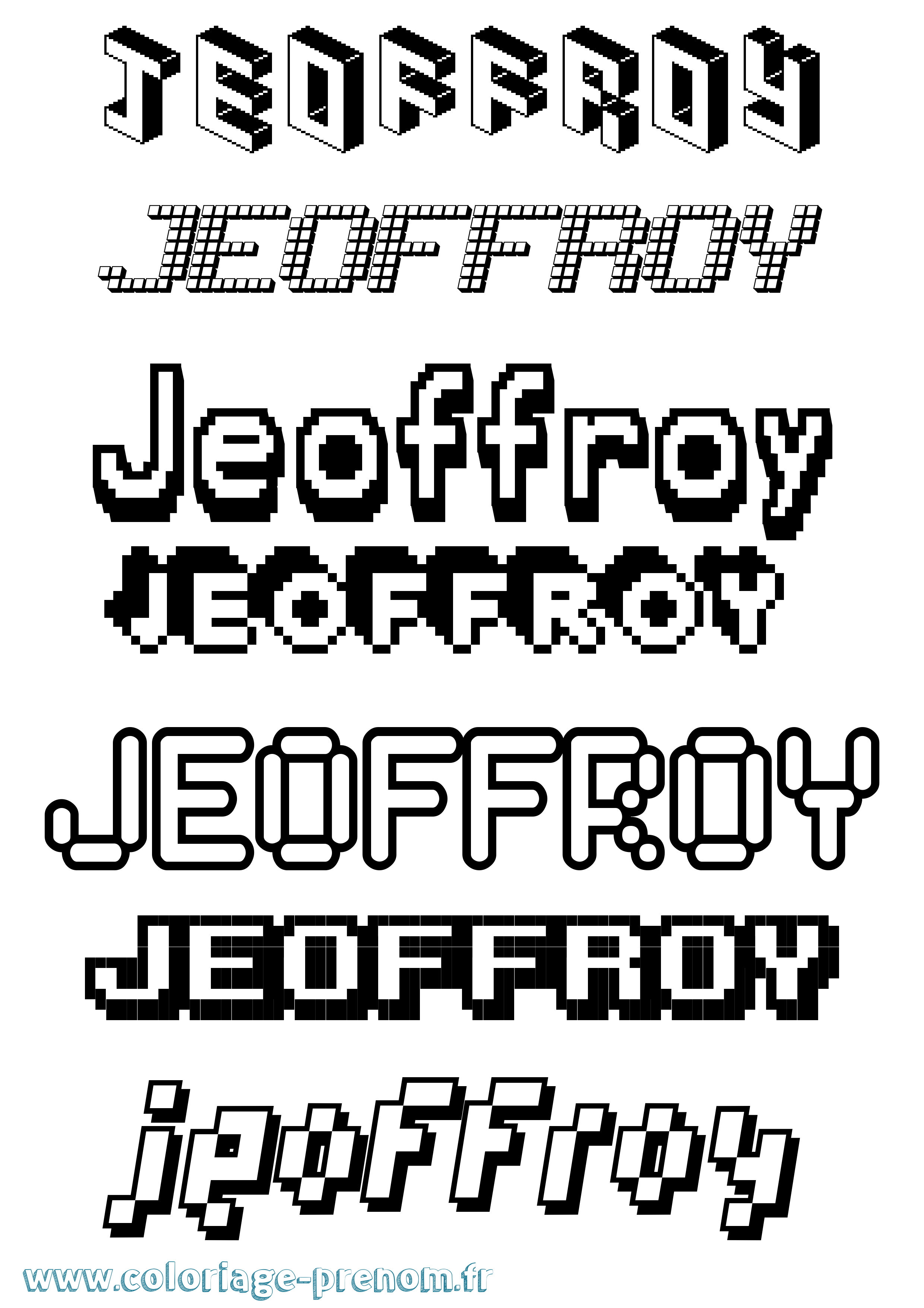 Coloriage Jeoffroy Pixel Coloriage prénom Jeoffroy Pixel