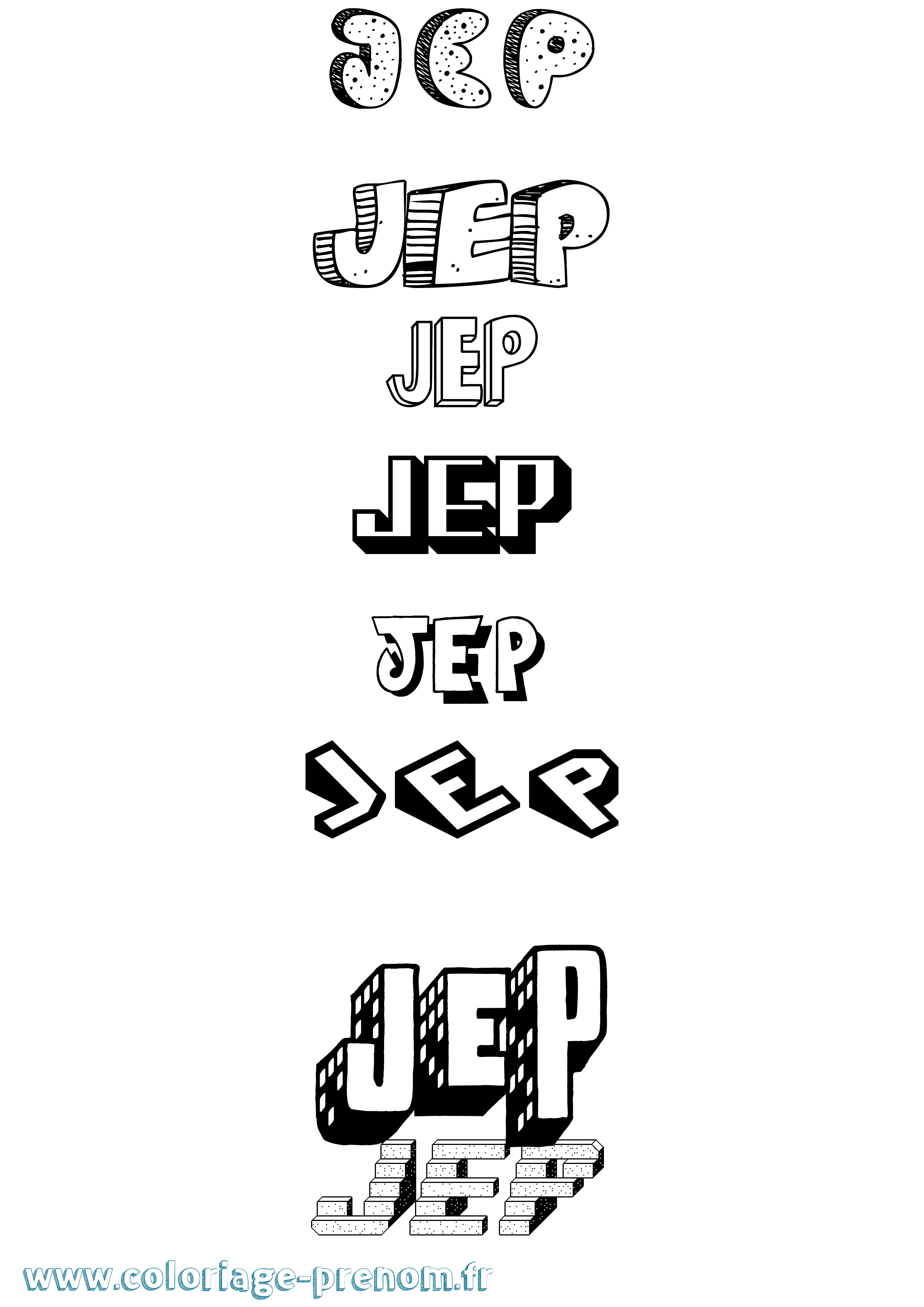 Coloriage Jep Effet 3D Coloriage prénom Jep Effet 3D