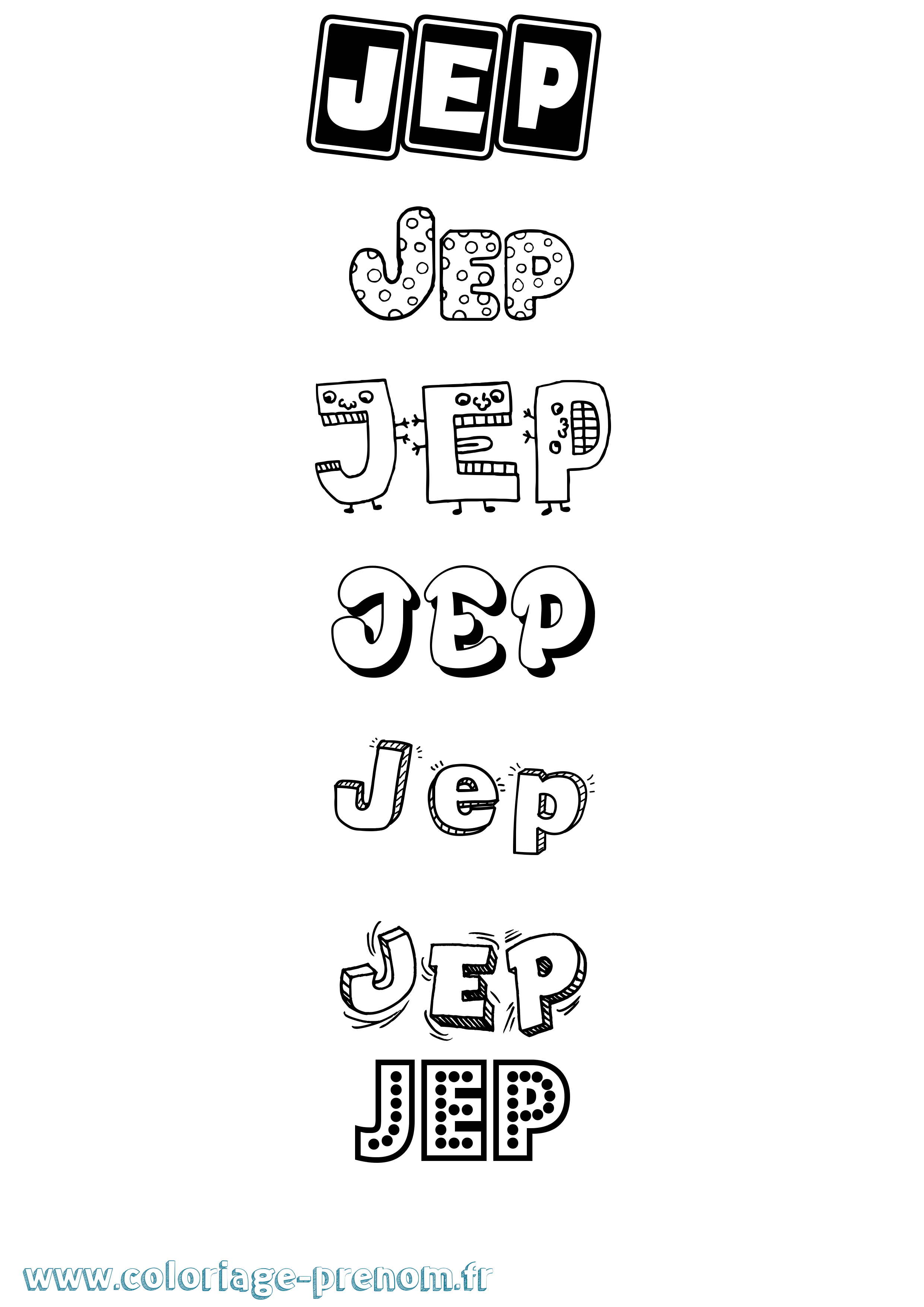 Coloriage Jep Fun Coloriage prénom Jep Fun