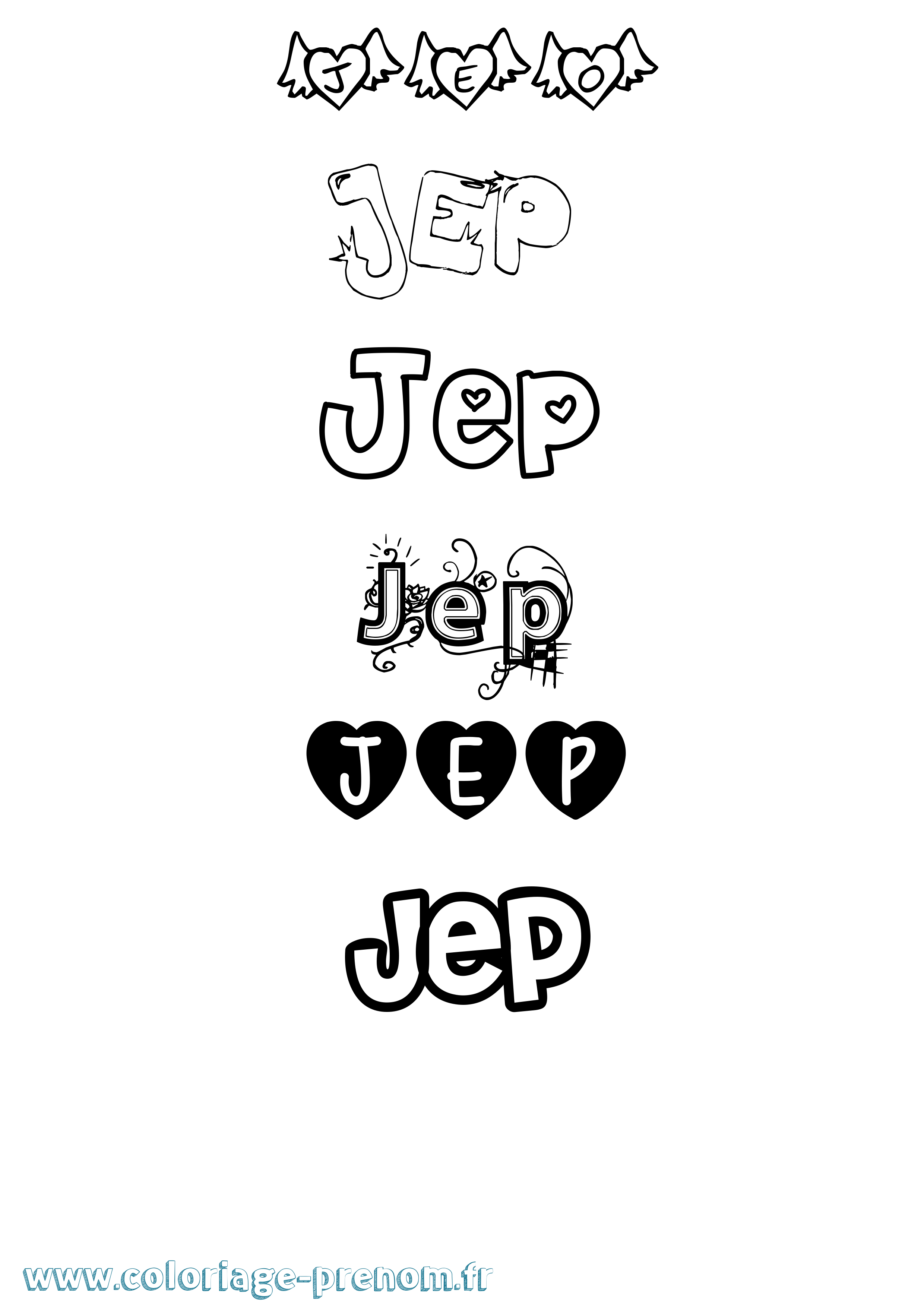 Coloriage Jep Girly Coloriage prénom Jep Girly
