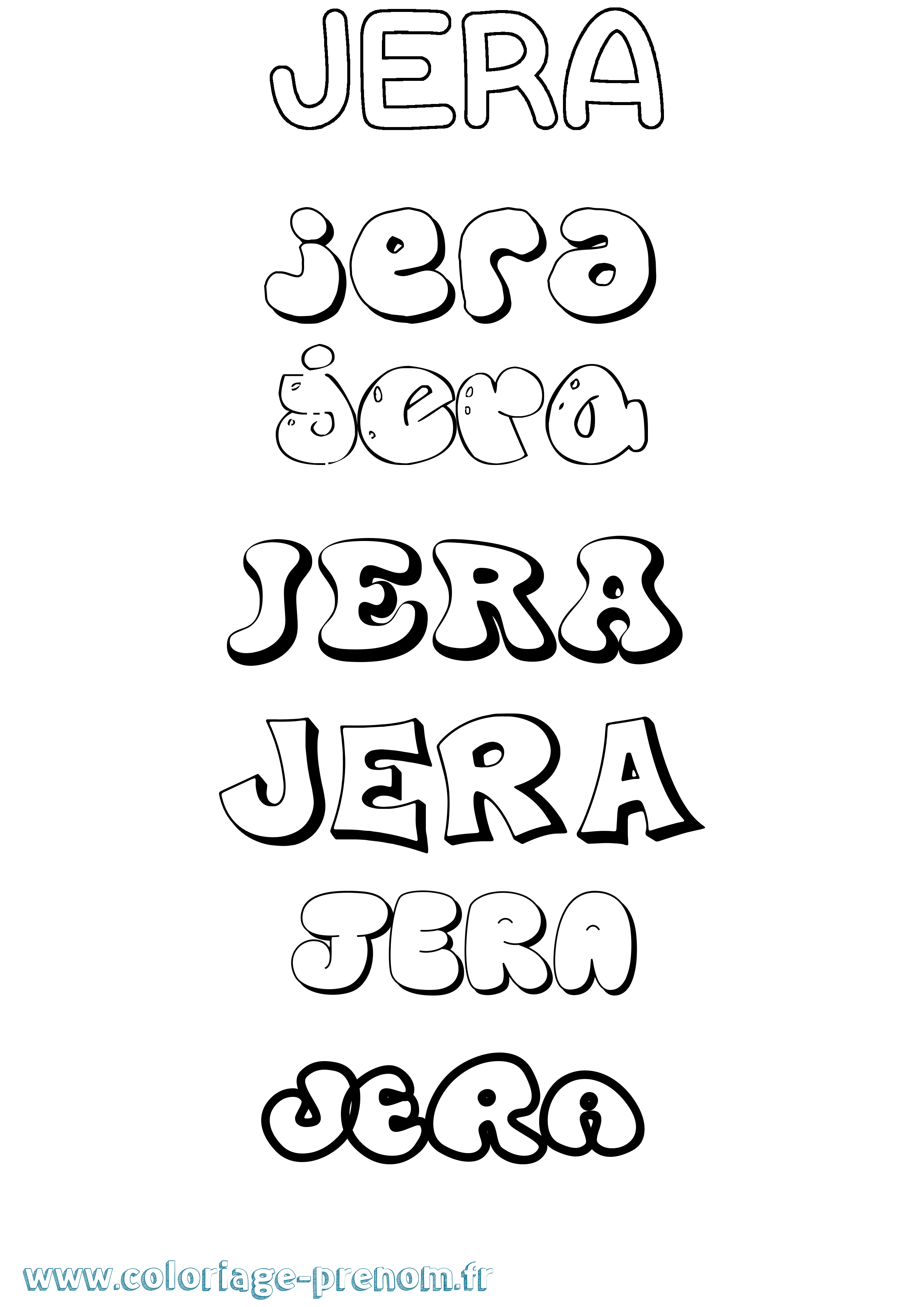 Coloriage Jera Bubble Coloriage prénom Jera Bubble
