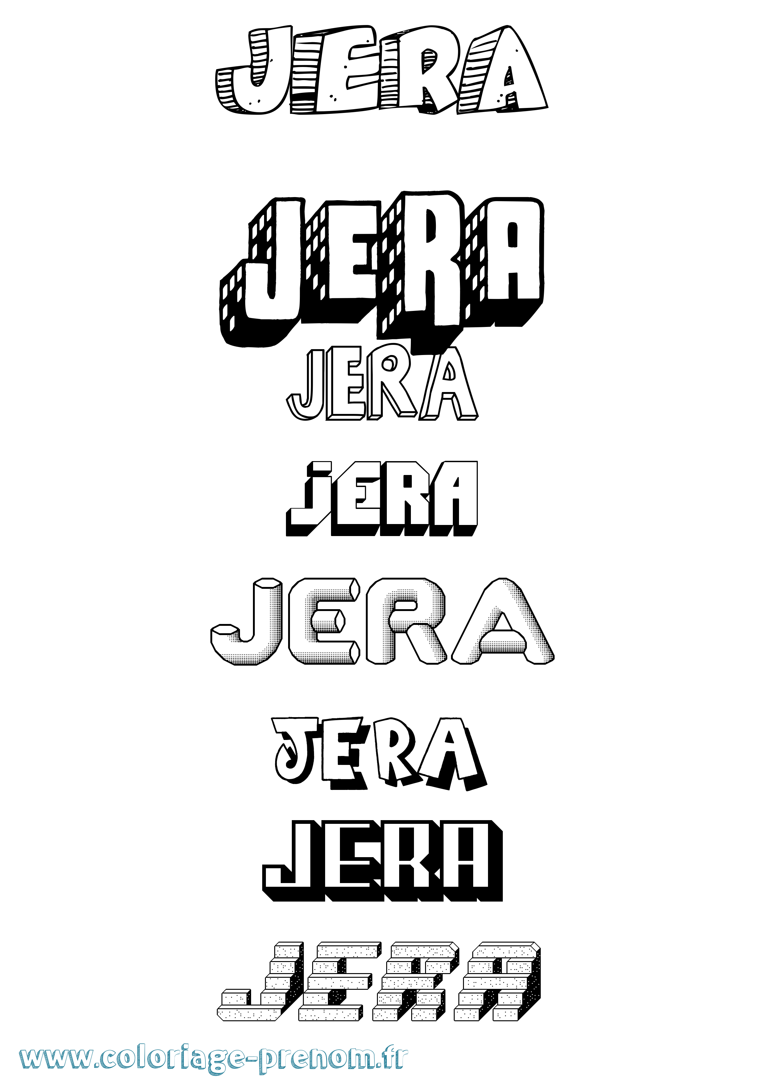 Coloriage Jera Effet 3D Coloriage prénom Jera Effet 3D