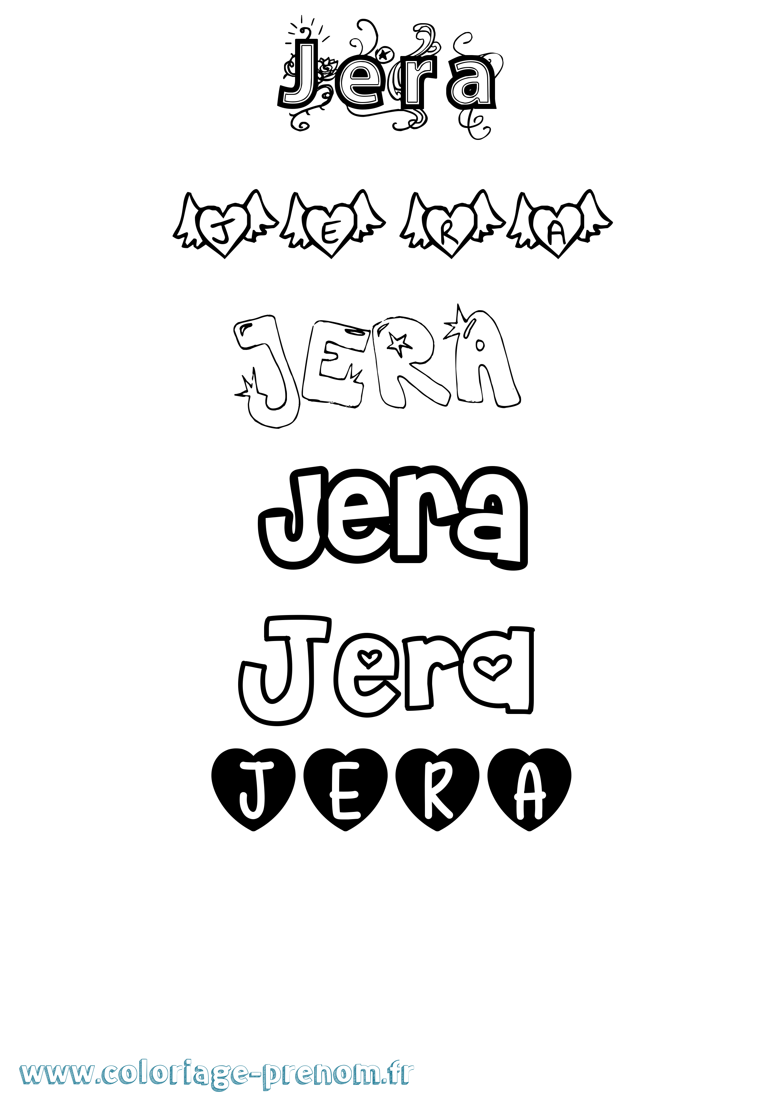 Coloriage Jera Girly Coloriage prénom Jera Girly