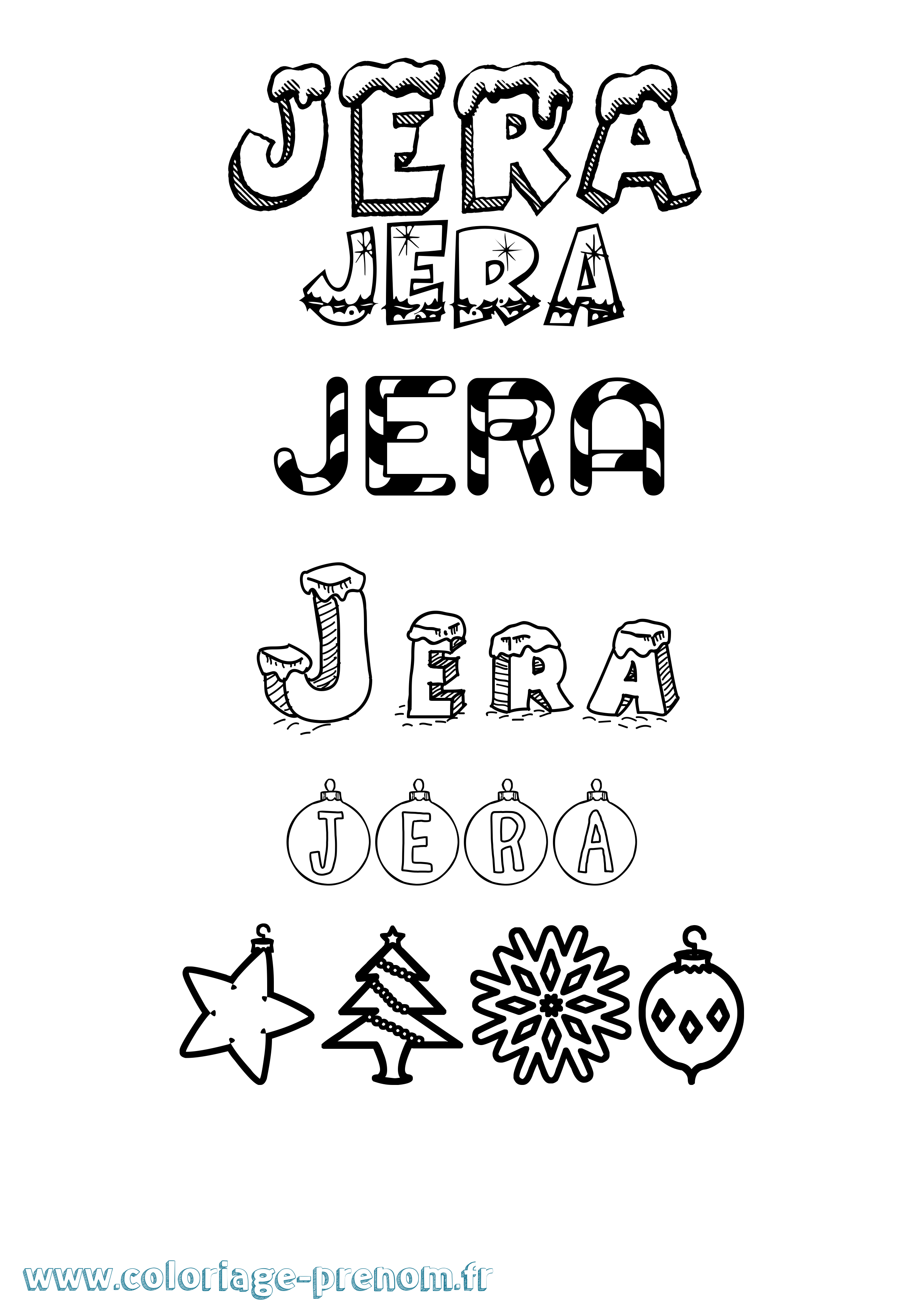 Coloriage Jera Noël Coloriage prénom Jera Noël