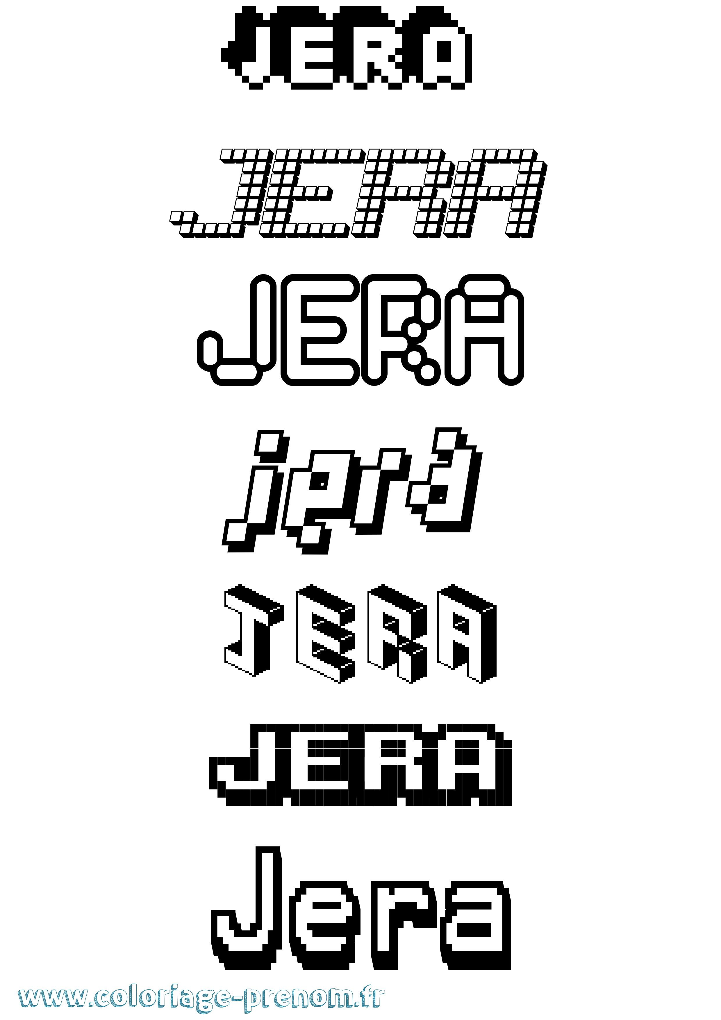 Coloriage Jera Pixel Coloriage prénom Jera Pixel