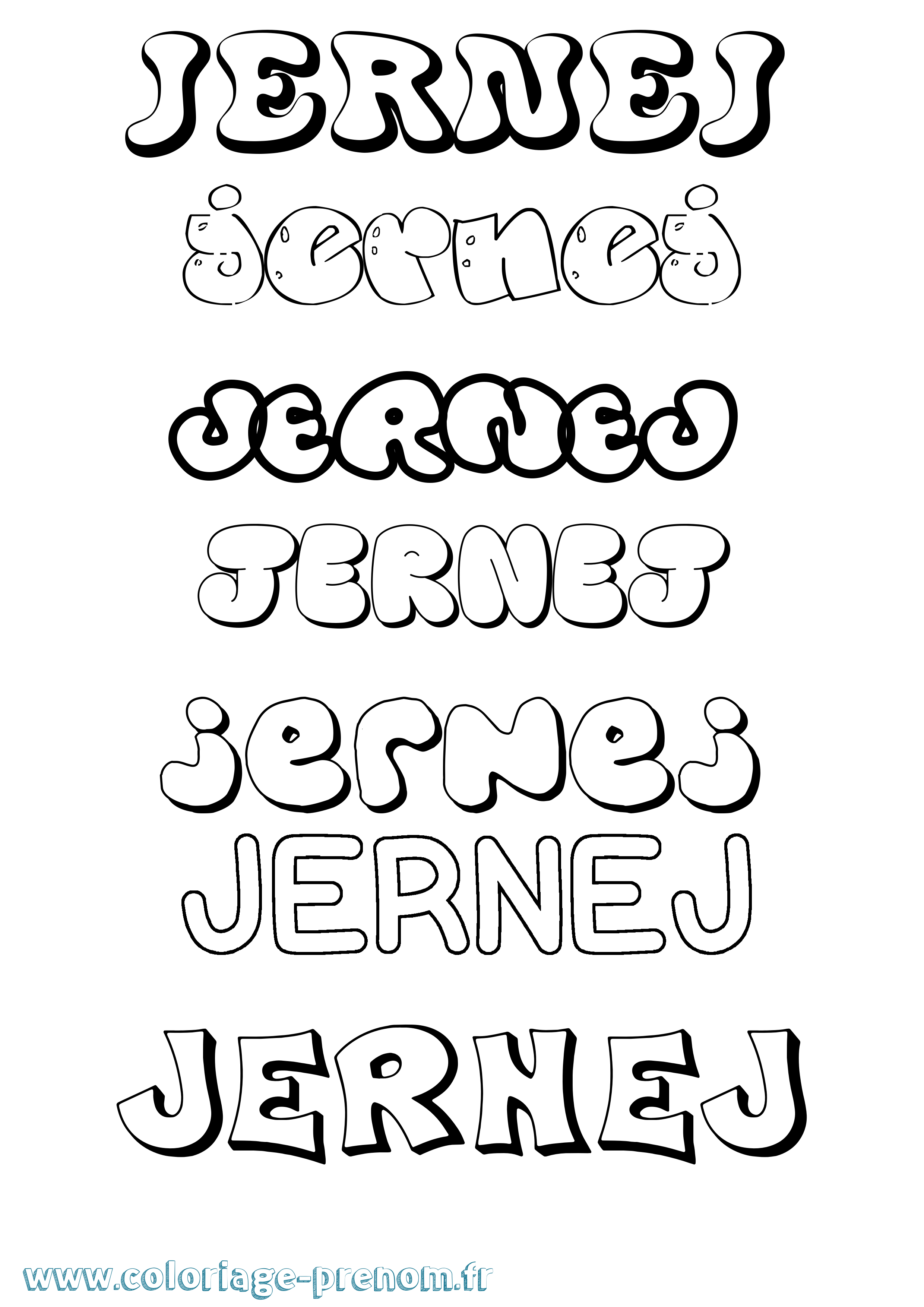 Coloriage Jernej Bubble Coloriage prénom Jernej Bubble