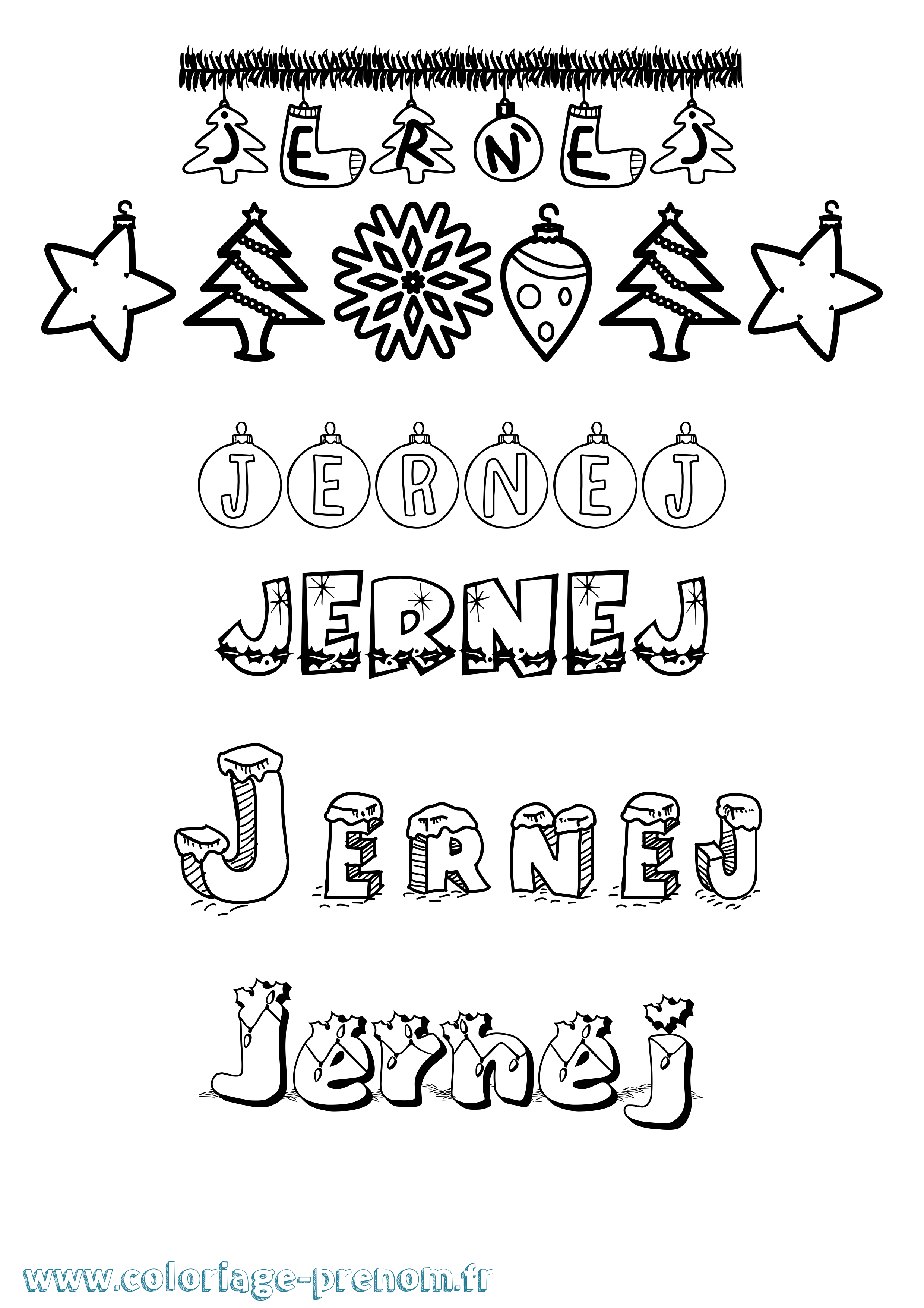 Coloriage Jernej Noël Coloriage prénom Jernej Noël