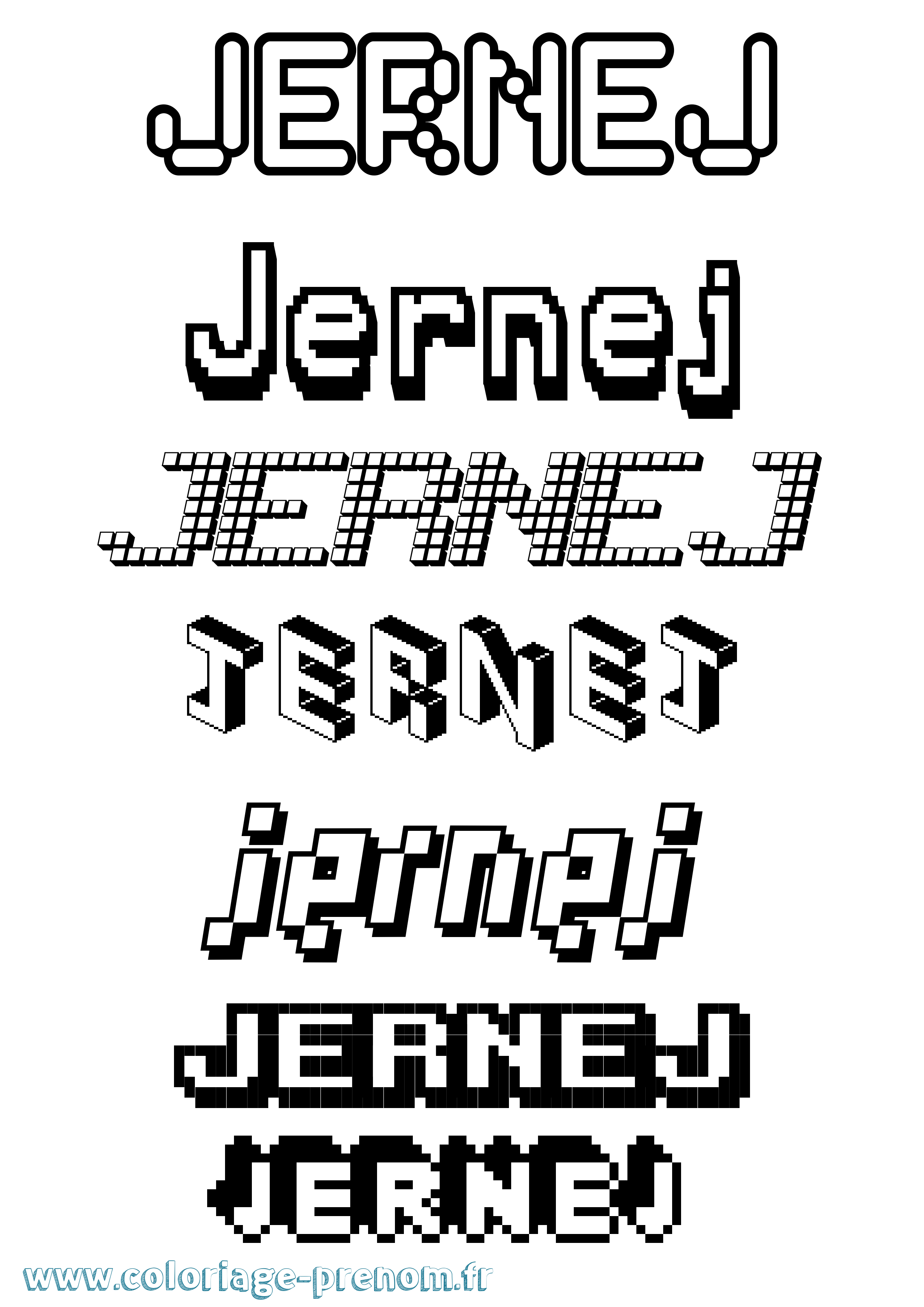 Coloriage Jernej Pixel Coloriage prénom Jernej Pixel