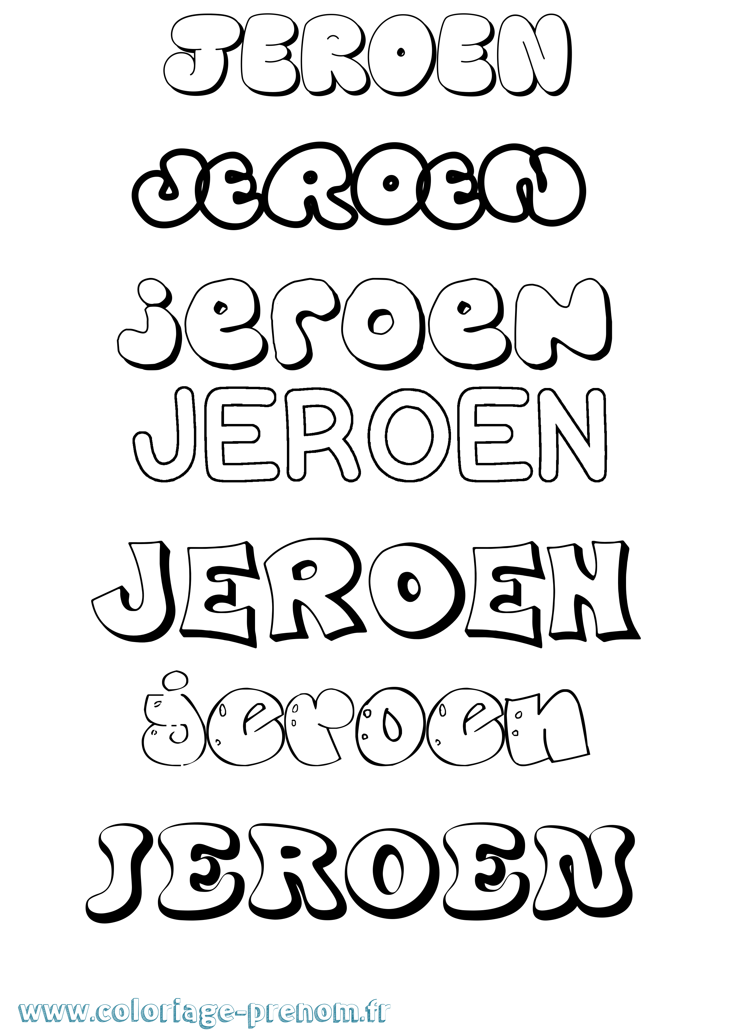 Coloriage Jeroen Bubble Coloriage prénom Jeroen Bubble
