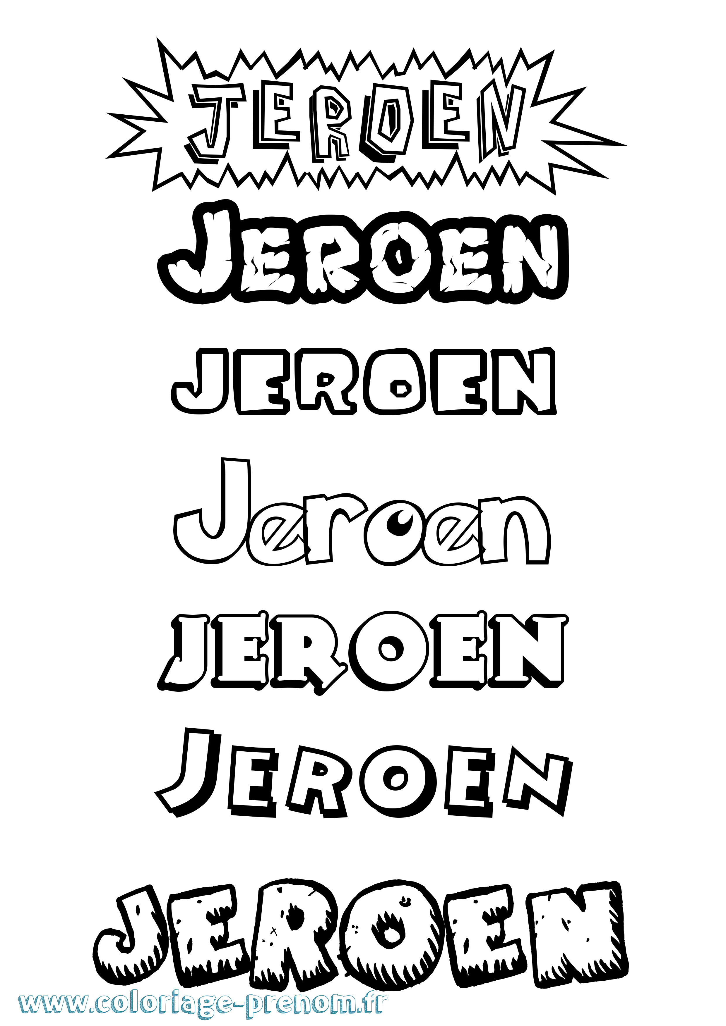 Coloriage Jeroen Dessin Animé Coloriage prénom Jeroen Dessin Animé