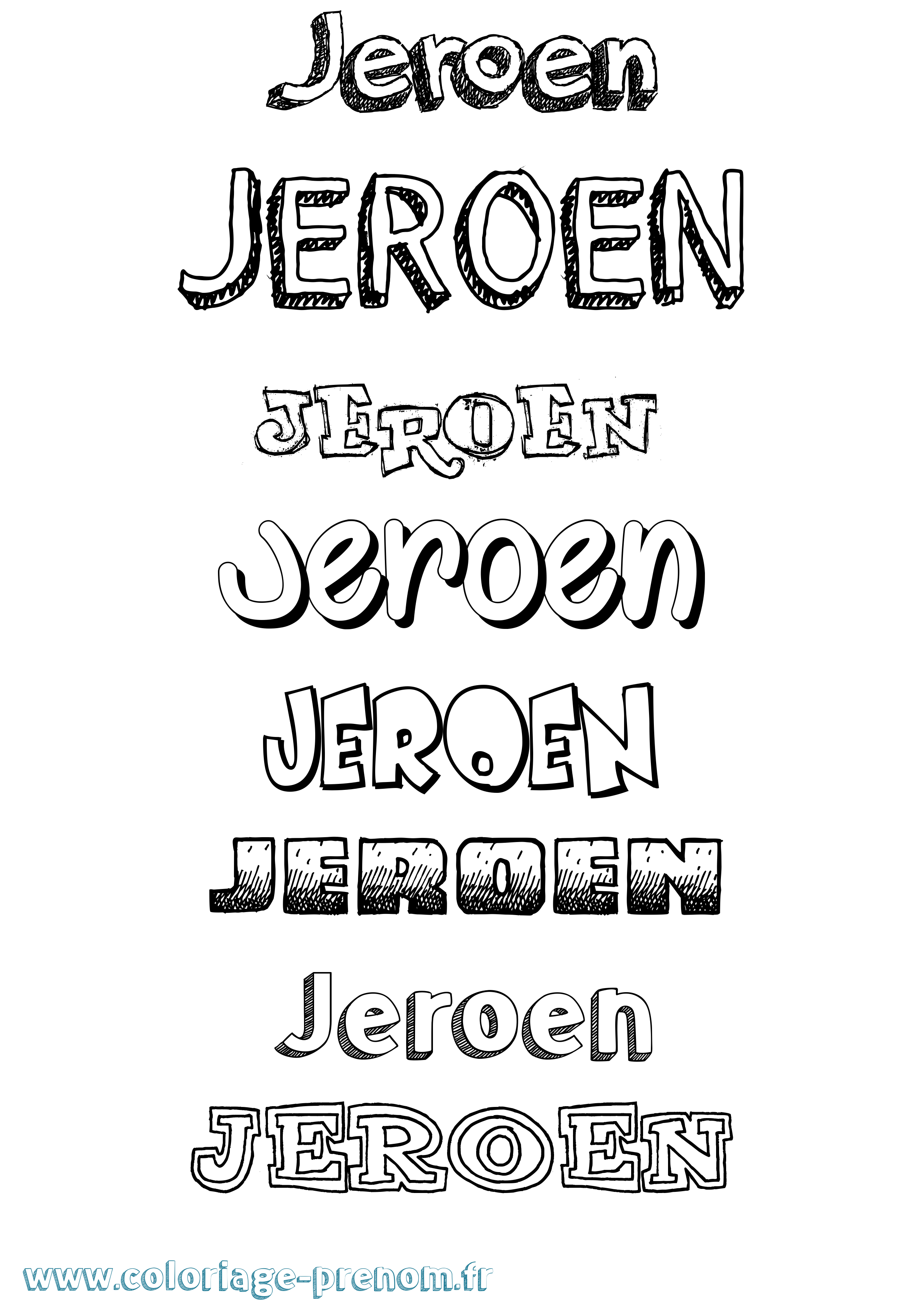 Coloriage Jeroen Dessiné Coloriage prénom Jeroen Dessiné