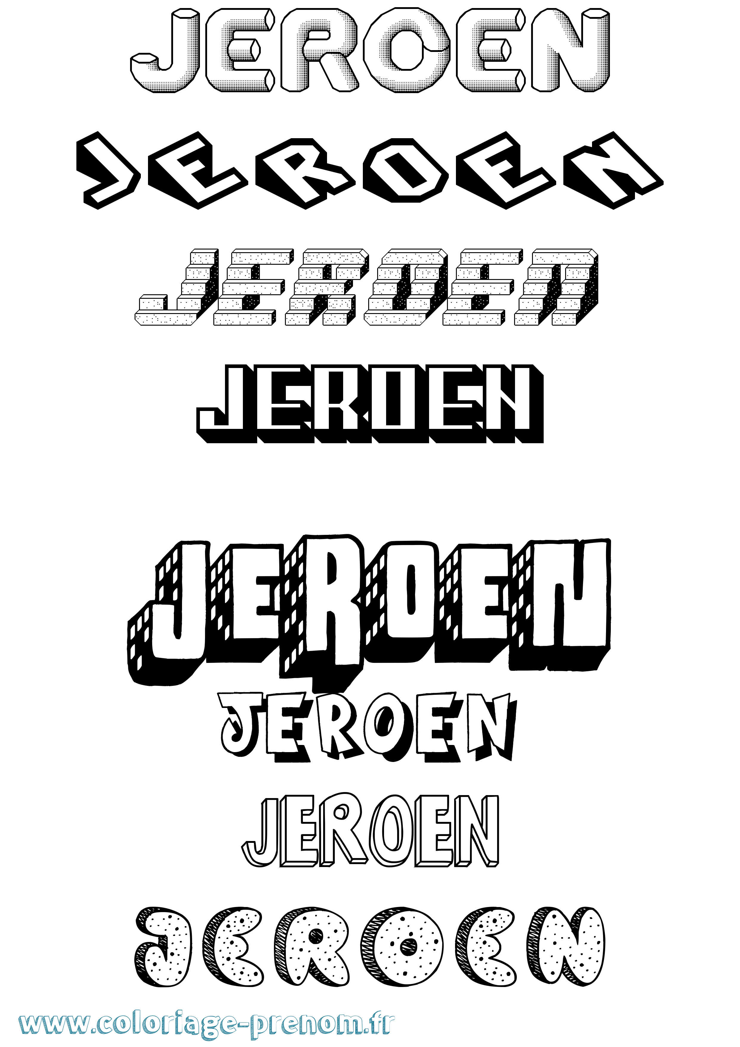Coloriage Jeroen Effet 3D Coloriage prénom Jeroen Effet 3D