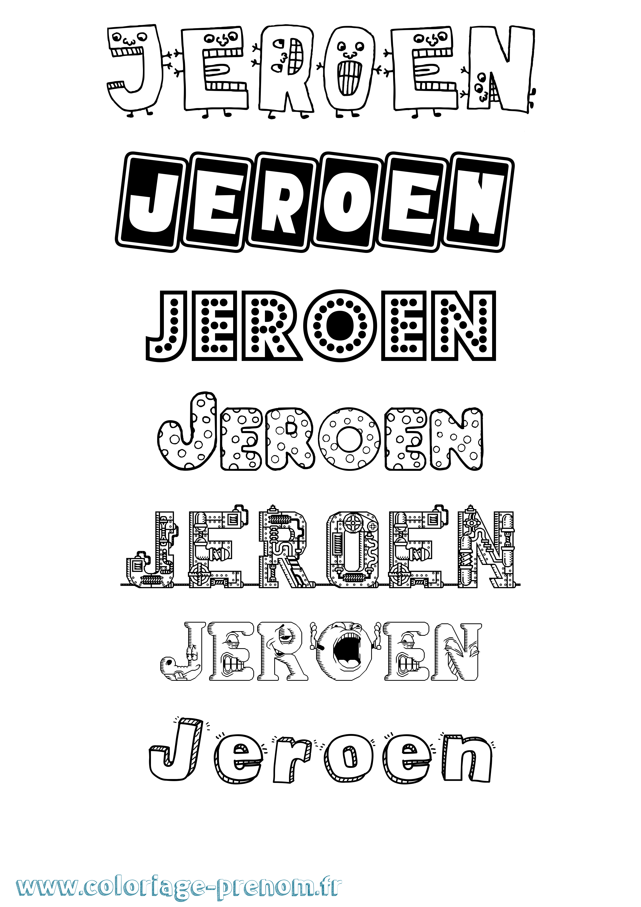Coloriage Jeroen Fun Coloriage prénom Jeroen Fun
