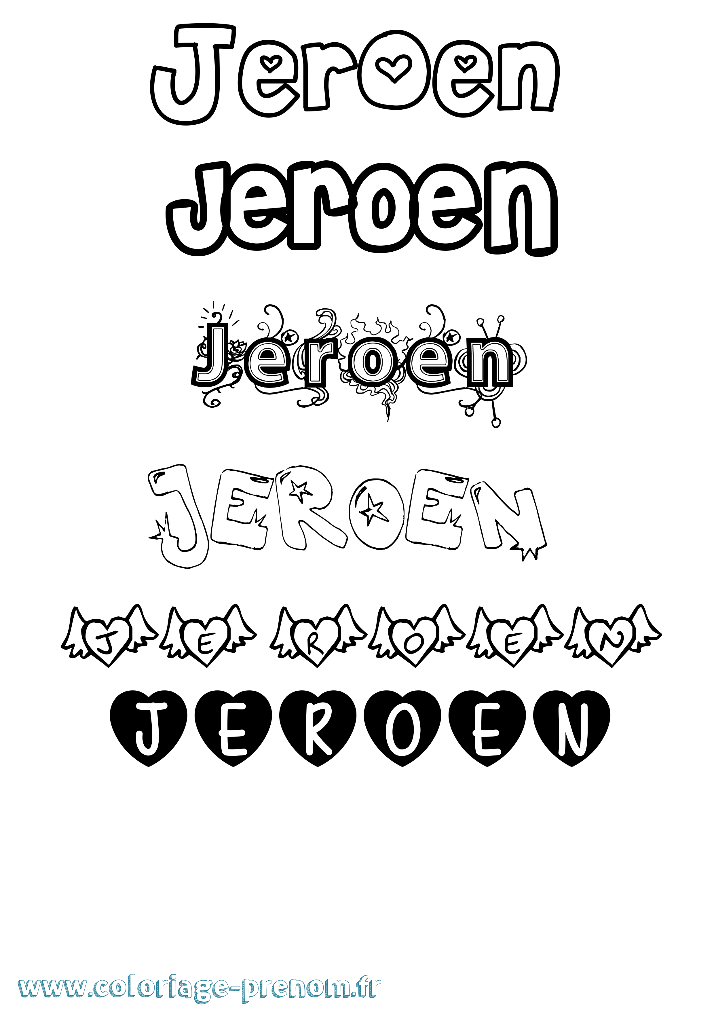 Coloriage Jeroen Girly Coloriage prénom Jeroen Girly