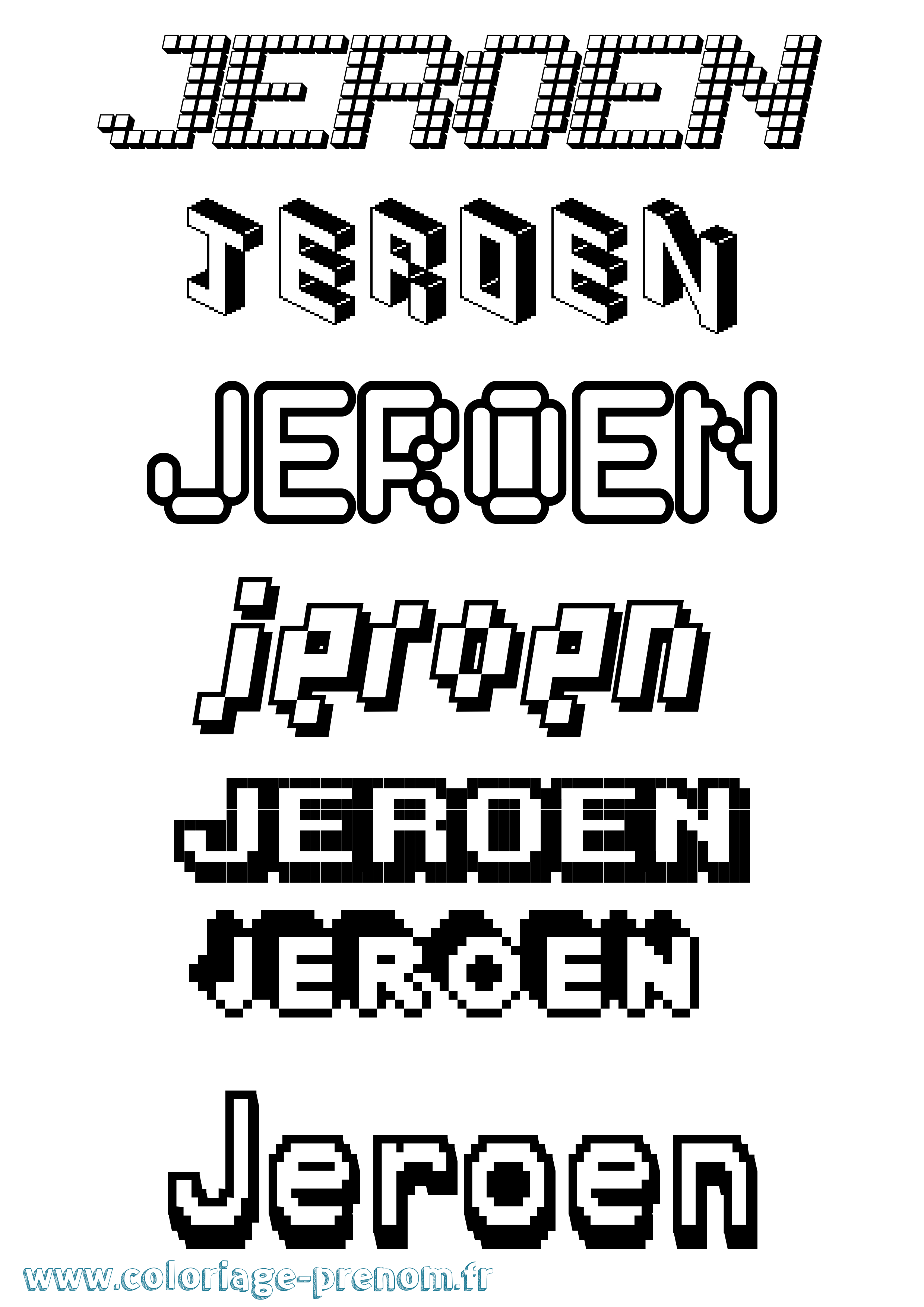 Coloriage Jeroen Pixel Coloriage prénom Jeroen Pixel