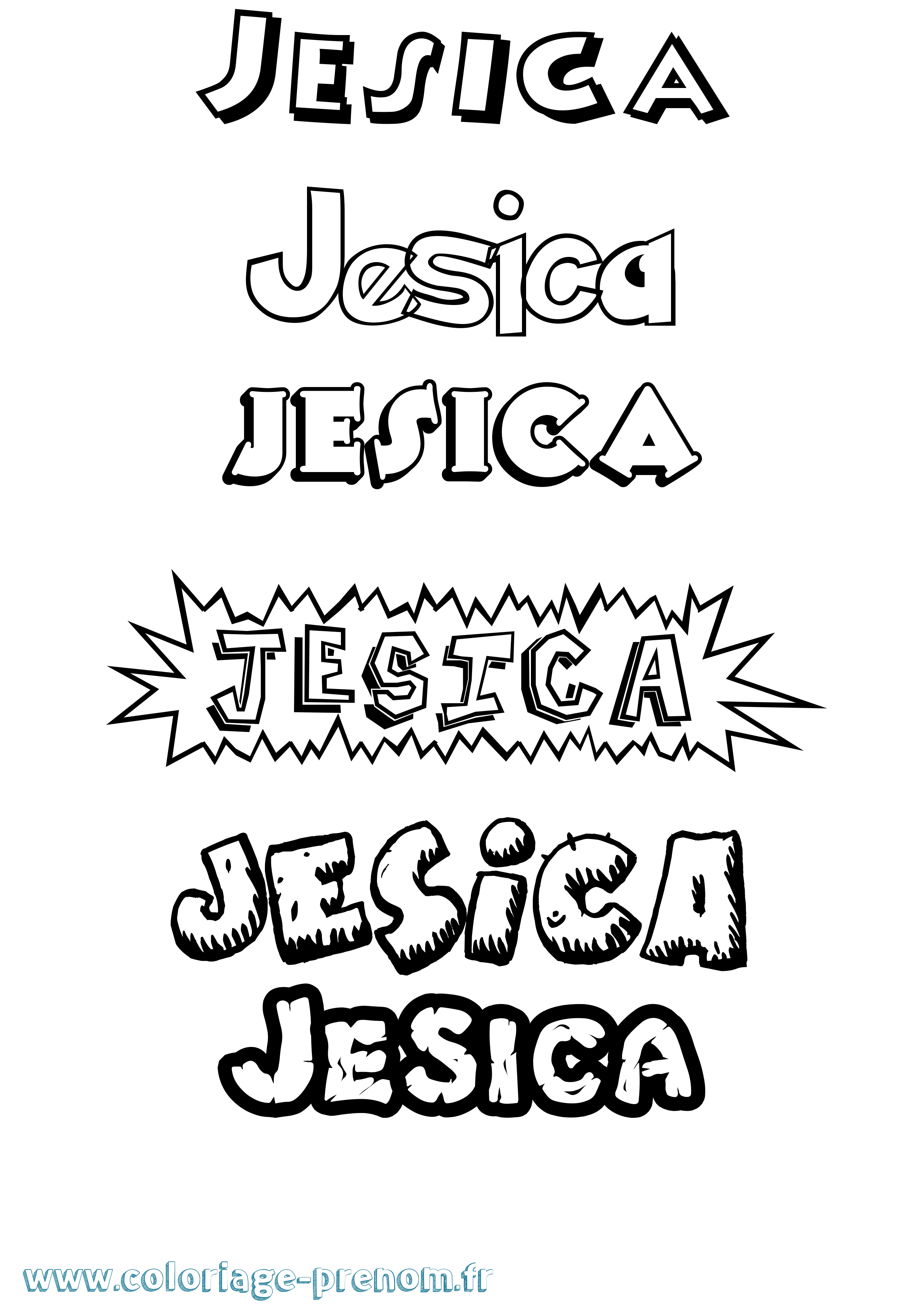 Coloriage Jesica Dessin Animé Coloriage prénom Jesica Dessin Animé