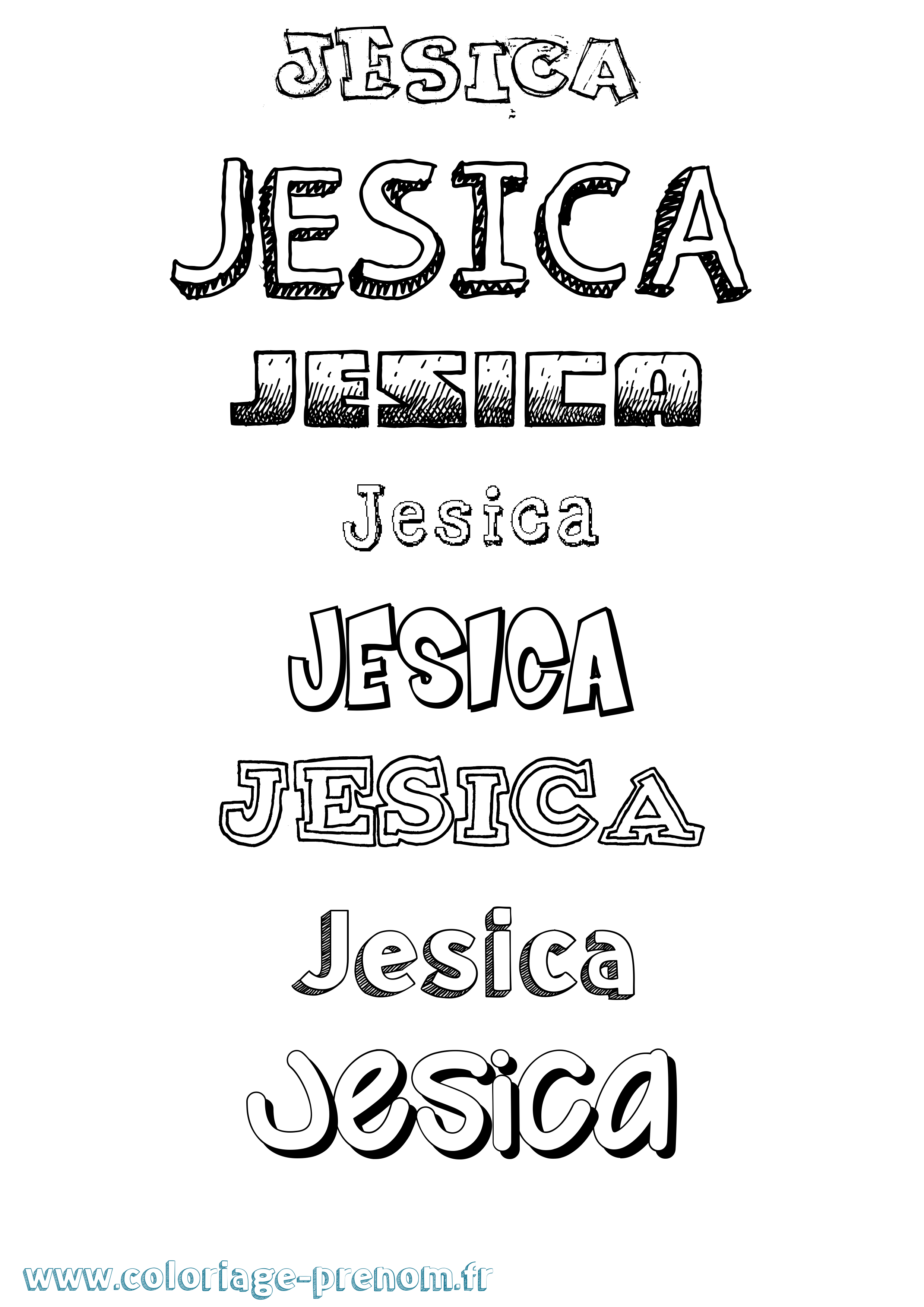 Coloriage Jesica Dessiné Coloriage prénom Jesica Dessiné