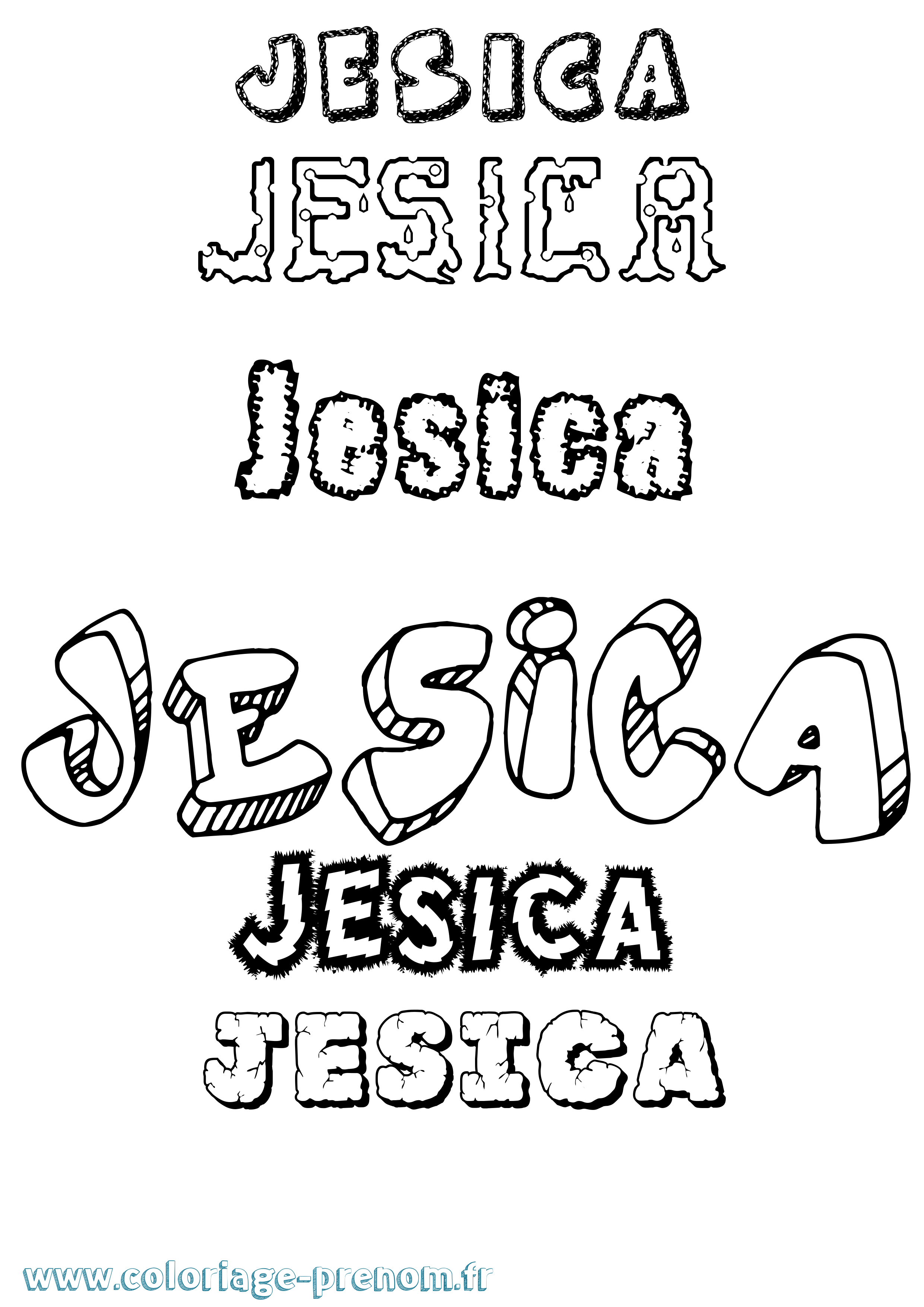 Coloriage Jesica Destructuré Coloriage prénom Jesica Destructuré