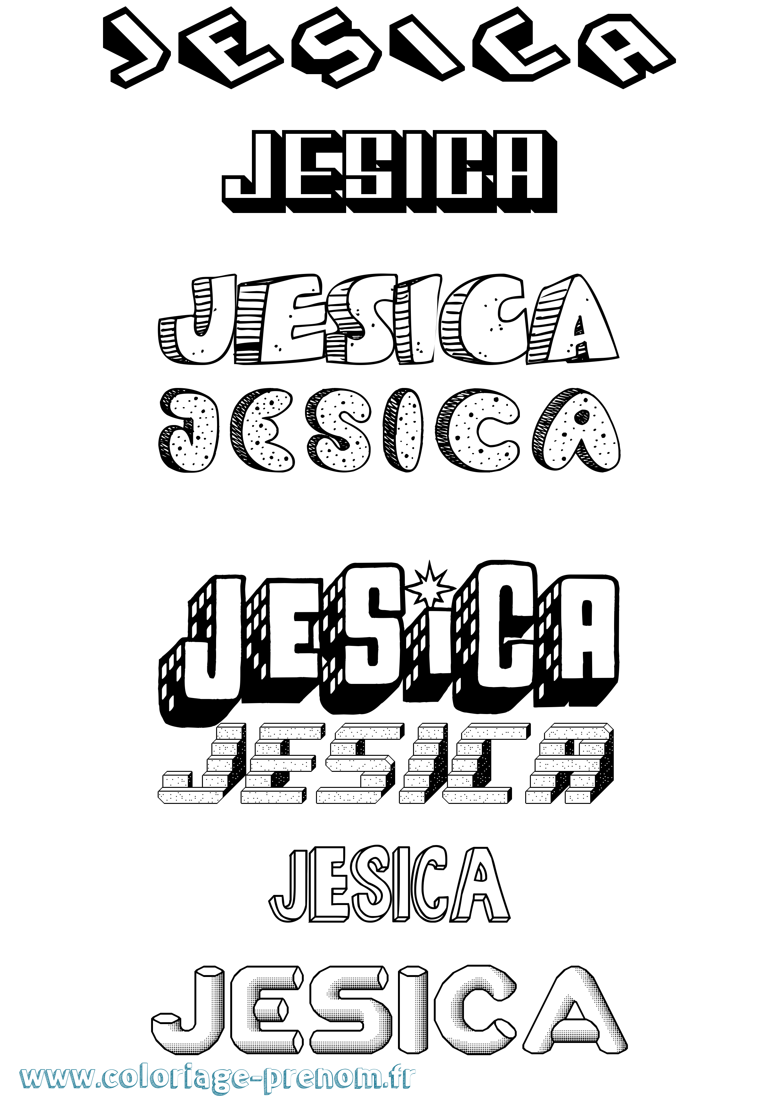 Coloriage Jesica Effet 3D Coloriage prénom Jesica Effet 3D
