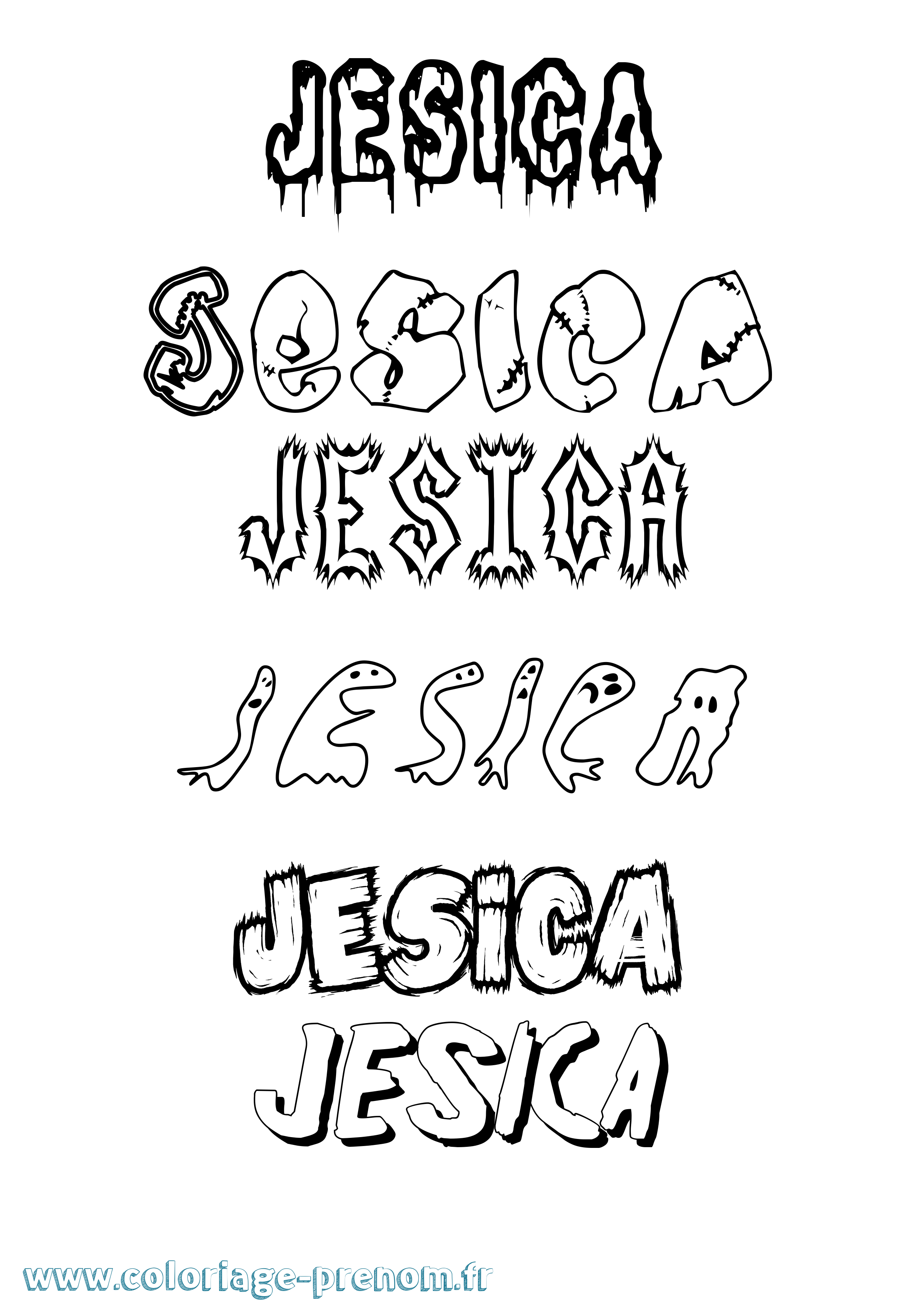 Coloriage Jesica Frisson Coloriage prénom Jesica Frisson
