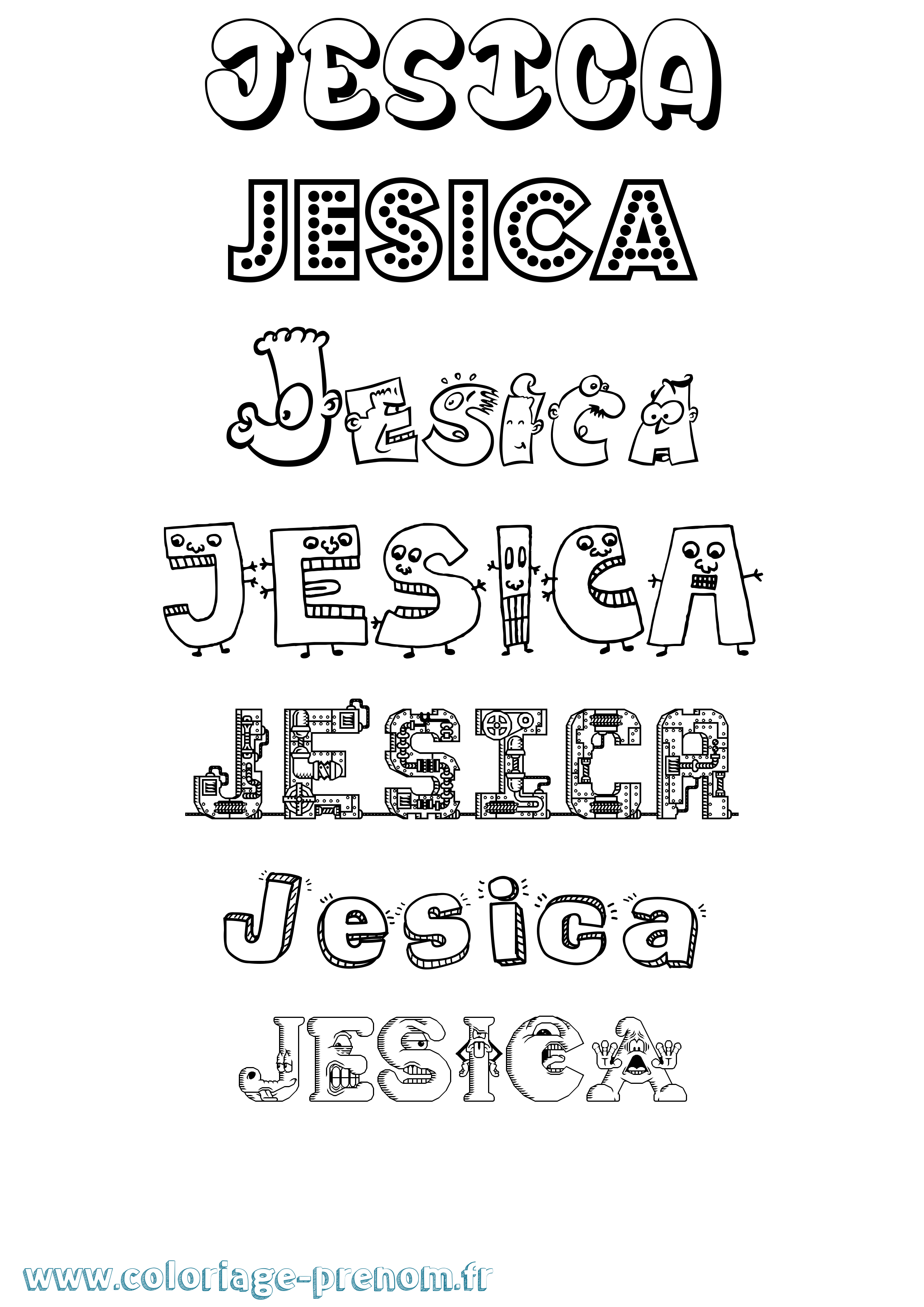 Coloriage Jesica Fun Coloriage prénom Jesica Fun