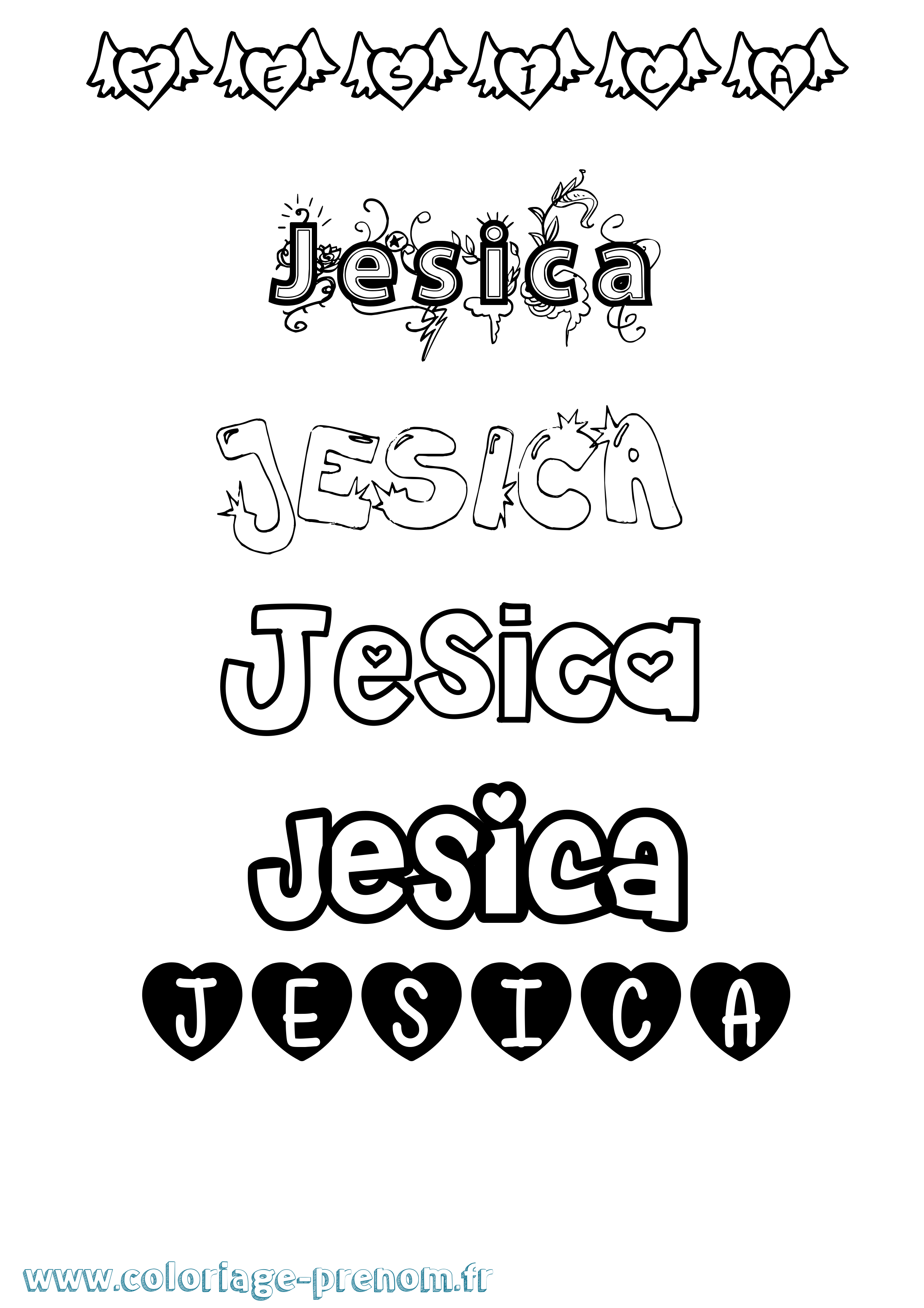Coloriage Jesica Girly Coloriage prénom Jesica Girly