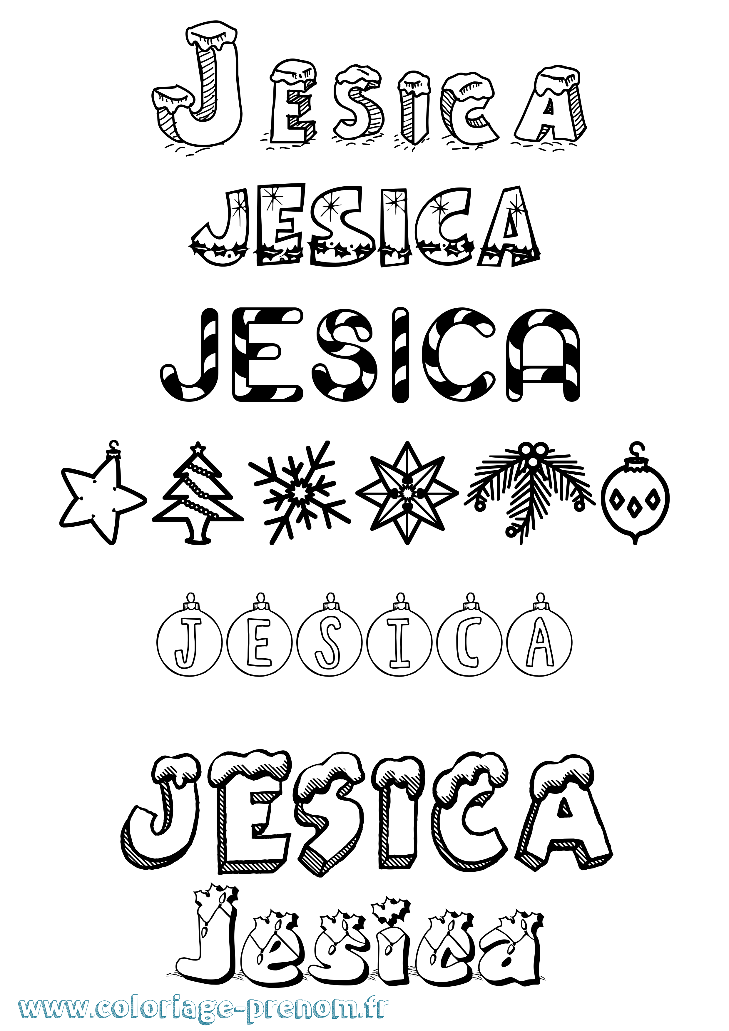 Coloriage Jesica Noël Coloriage prénom Jesica Noël
