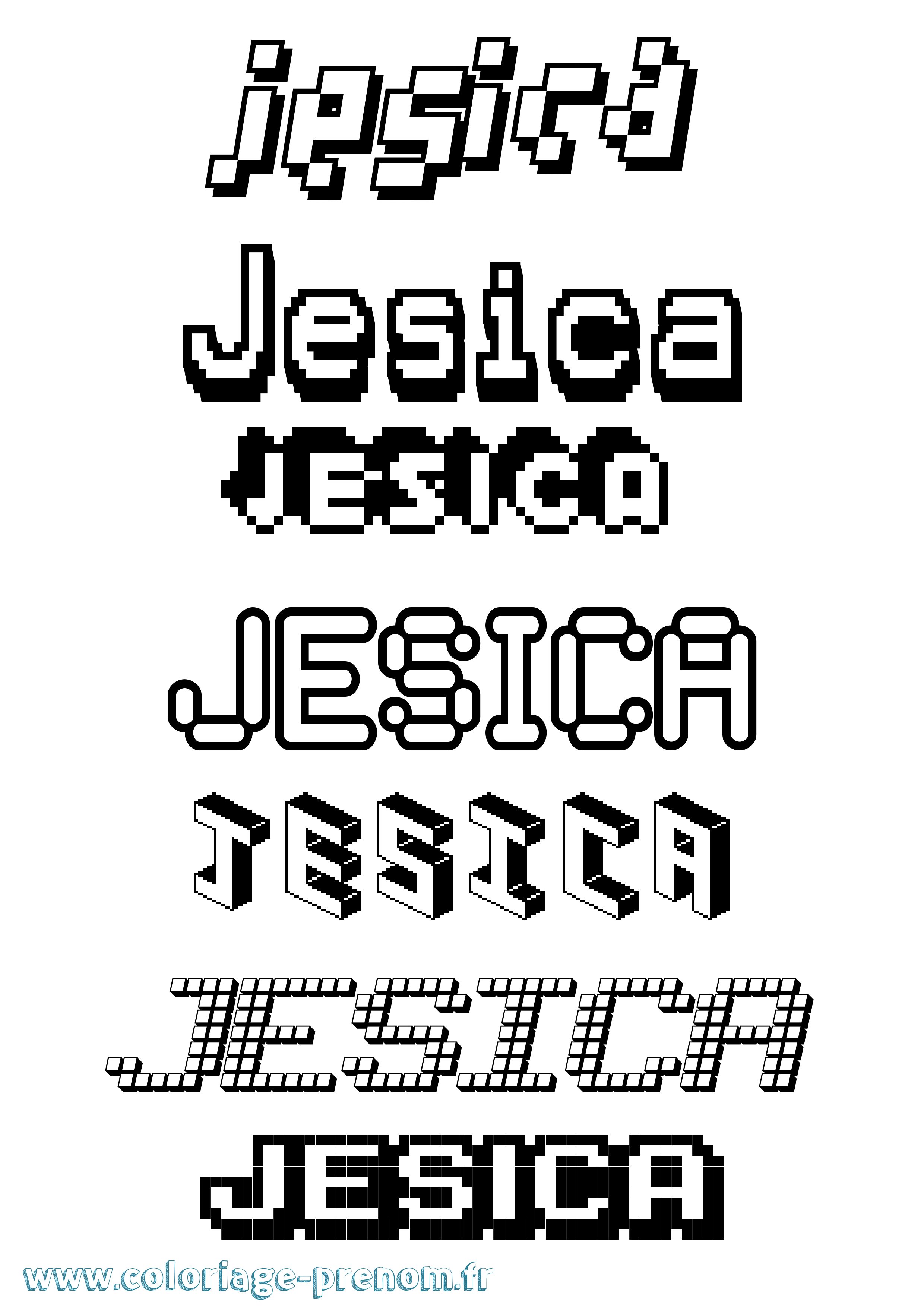Coloriage Jesica Pixel Coloriage prénom Jesica Pixel