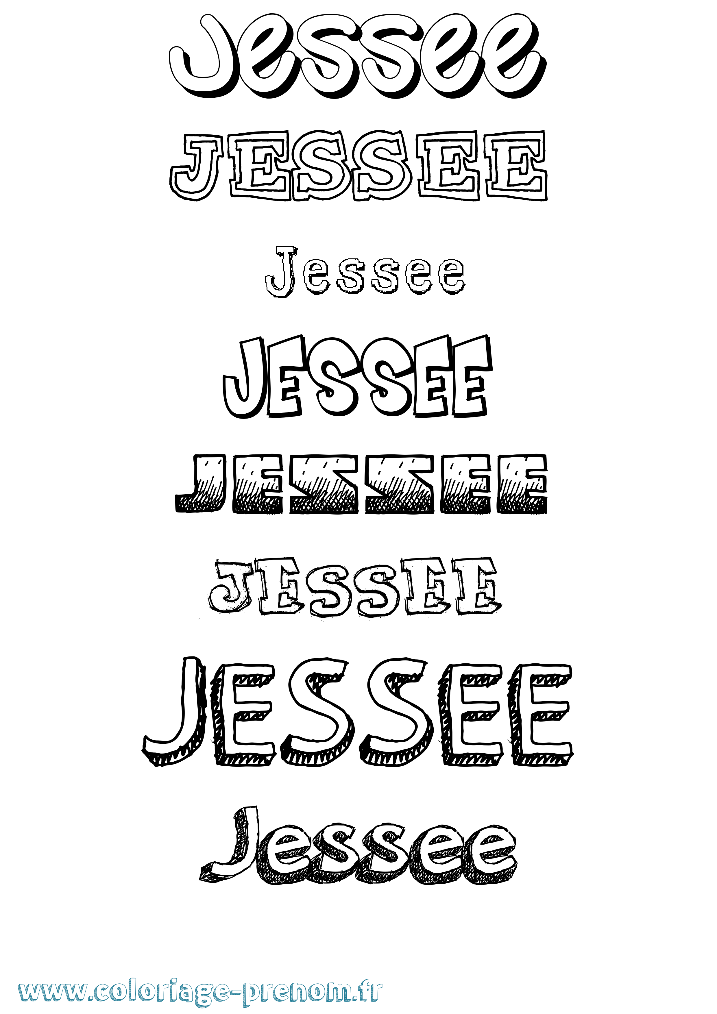 Coloriage Jessee Dessiné Coloriage prénom Jessee Dessiné