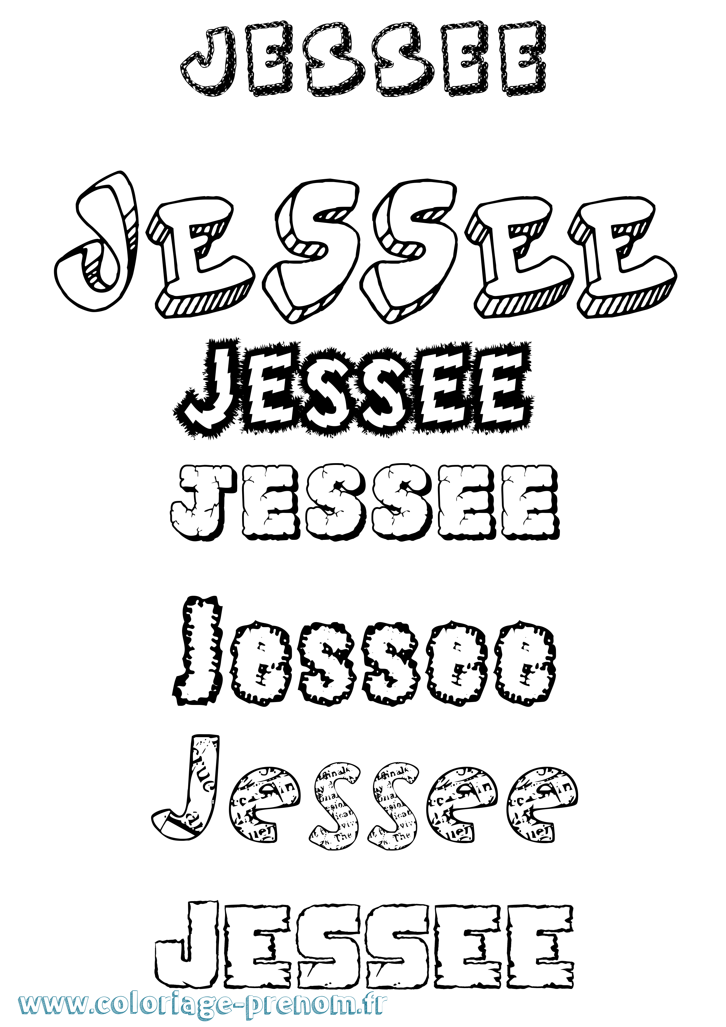 Coloriage Jessee Destructuré Coloriage prénom Jessee Destructuré