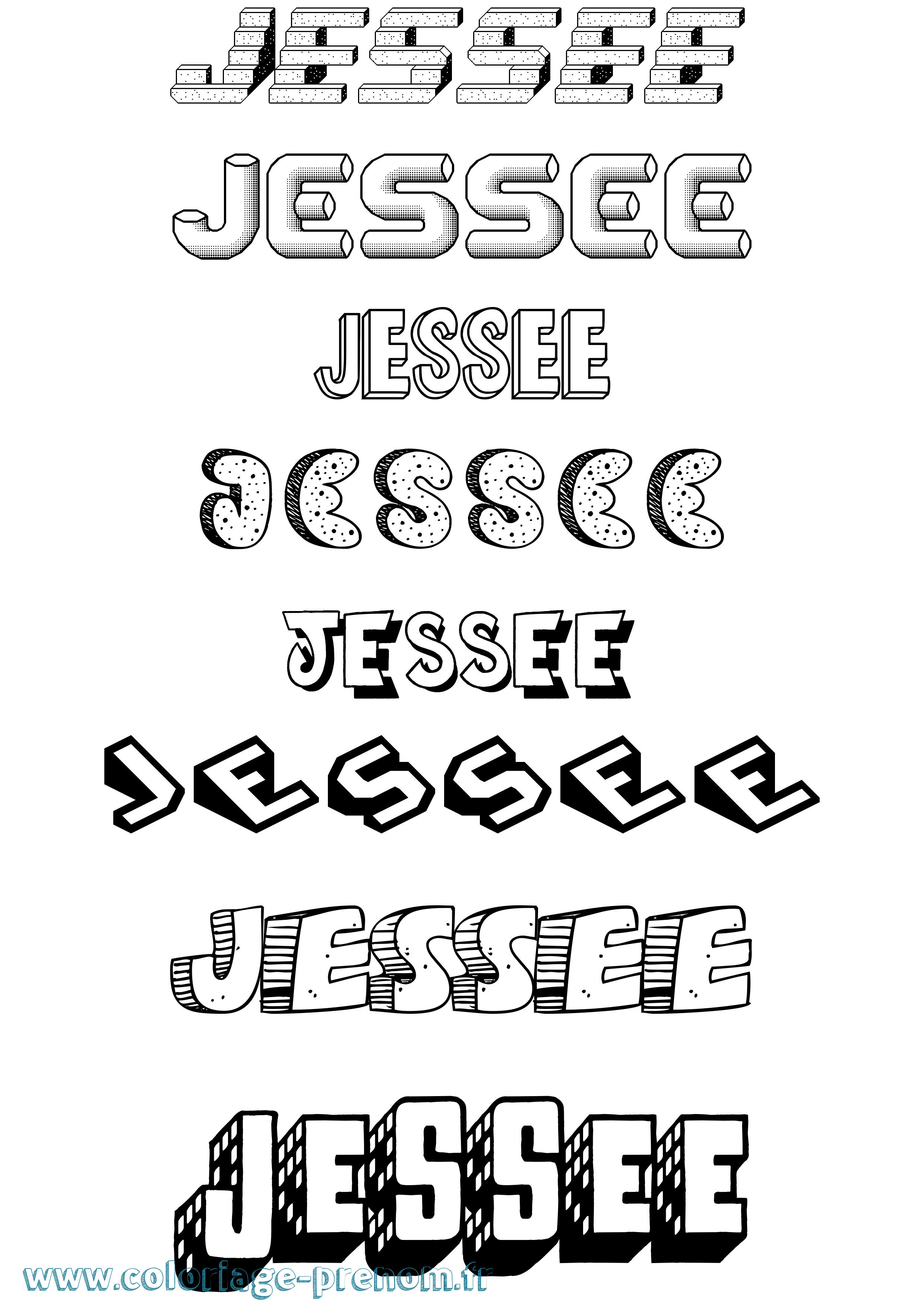 Coloriage Jessee Effet 3D Coloriage prénom Jessee Effet 3D