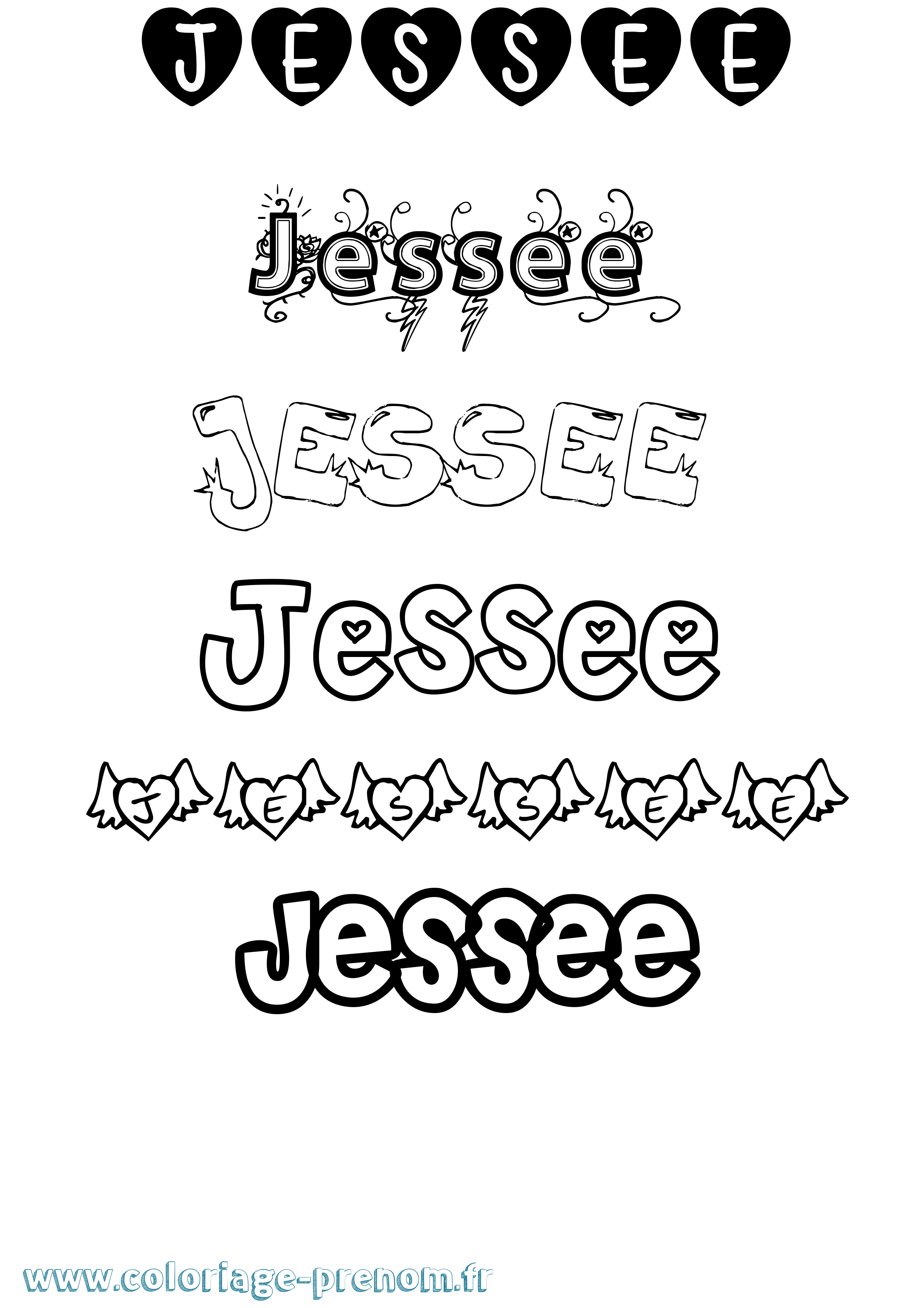 Coloriage Jessee Girly Coloriage prénom Jessee Girly