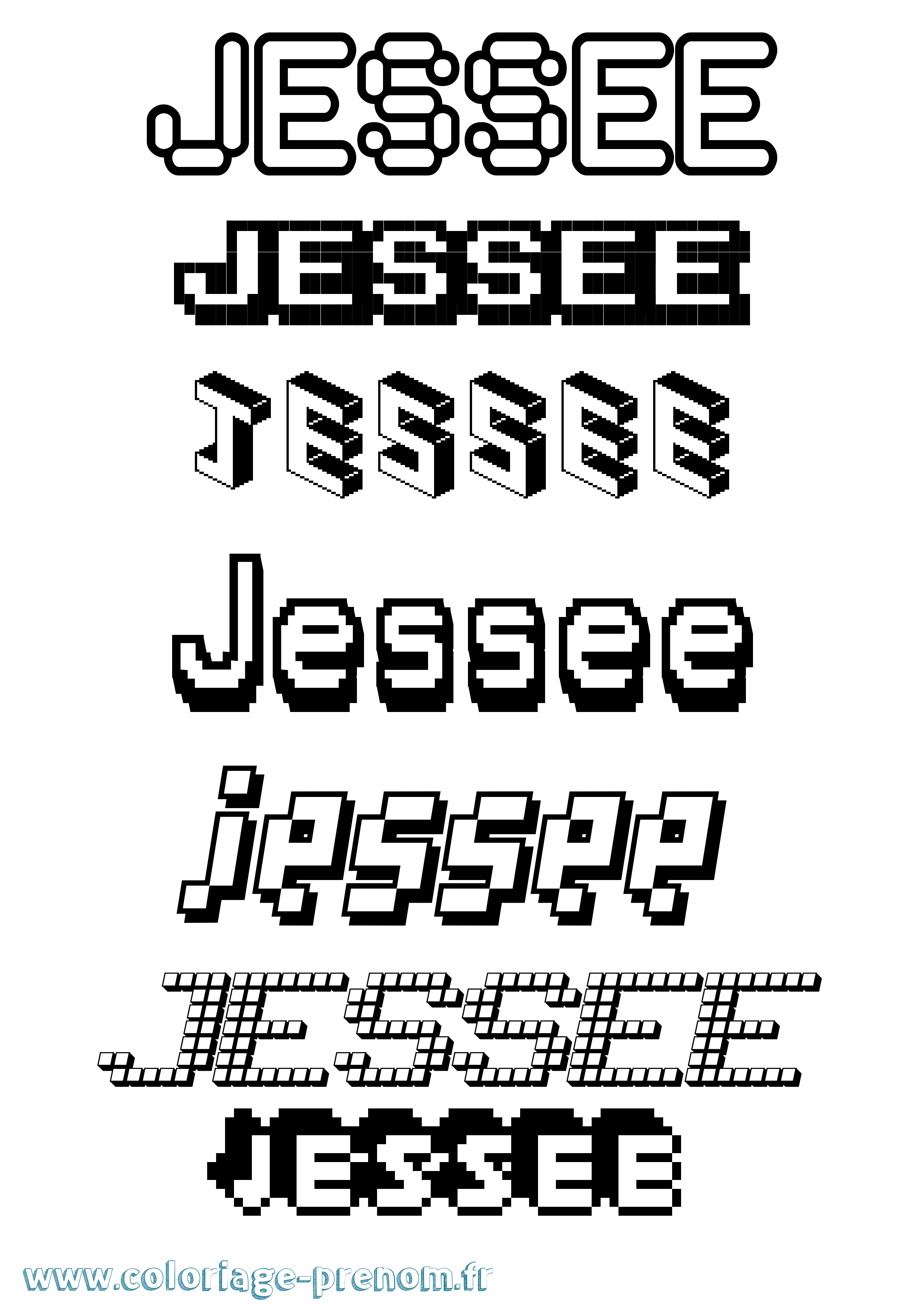 Coloriage Jessee Pixel Coloriage prénom Jessee Pixel