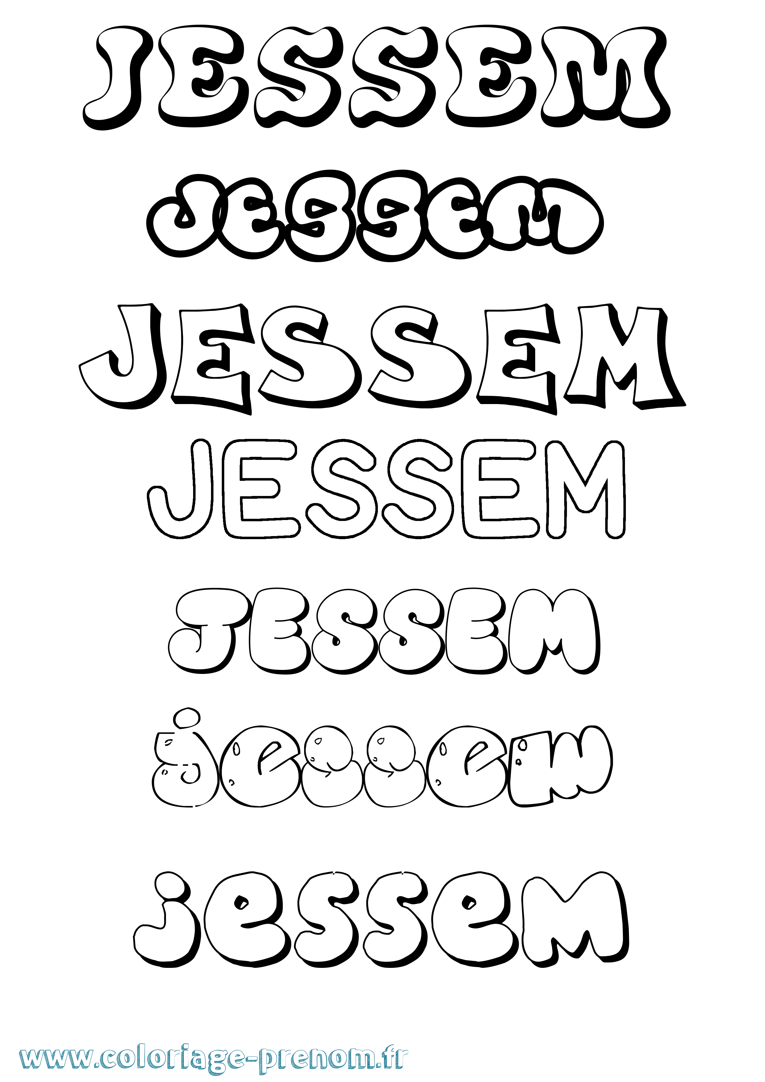 Coloriage Jessem Bubble Coloriage prénom Jessem Bubble