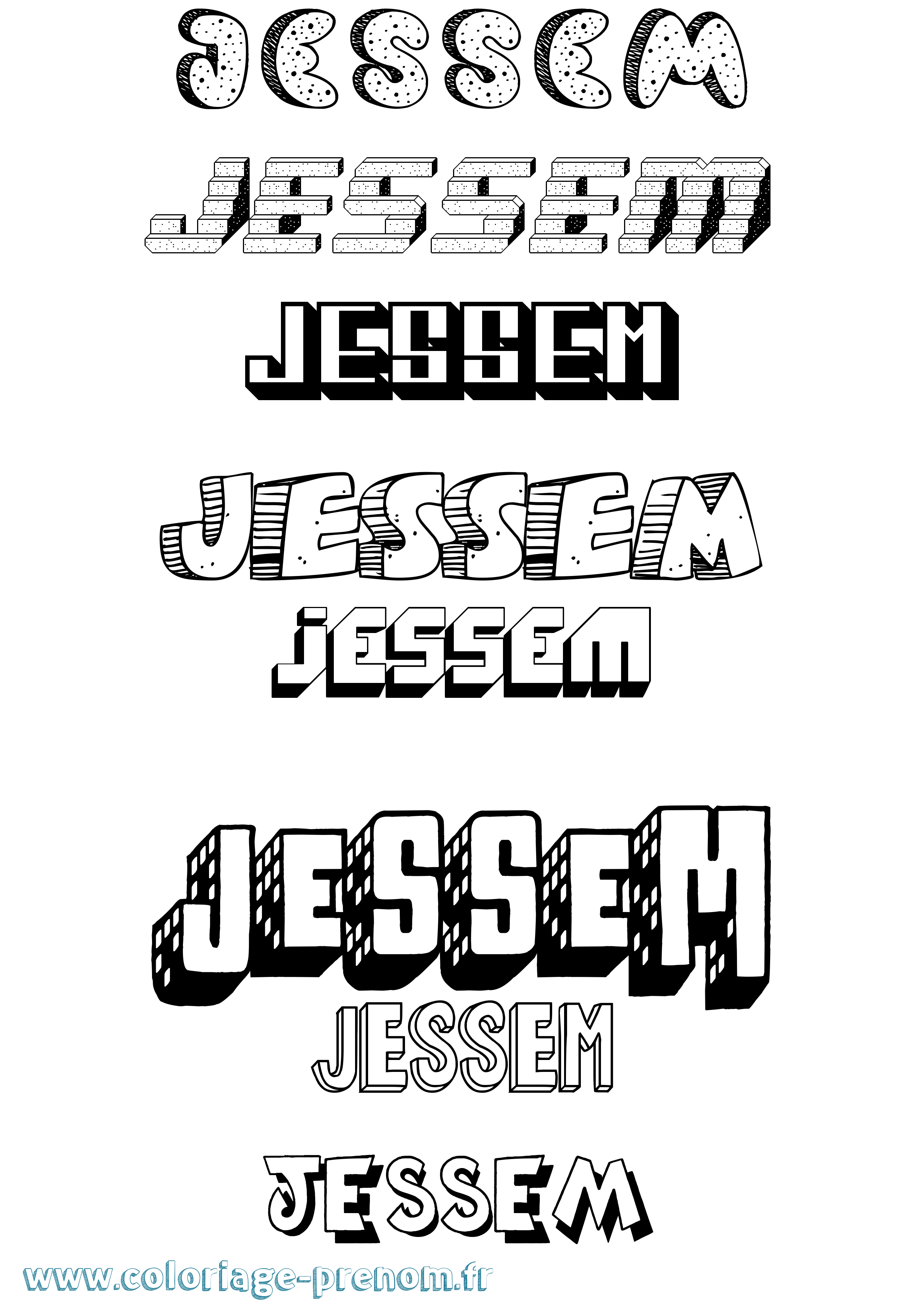 Coloriage Jessem Effet 3D Coloriage prénom Jessem Effet 3D