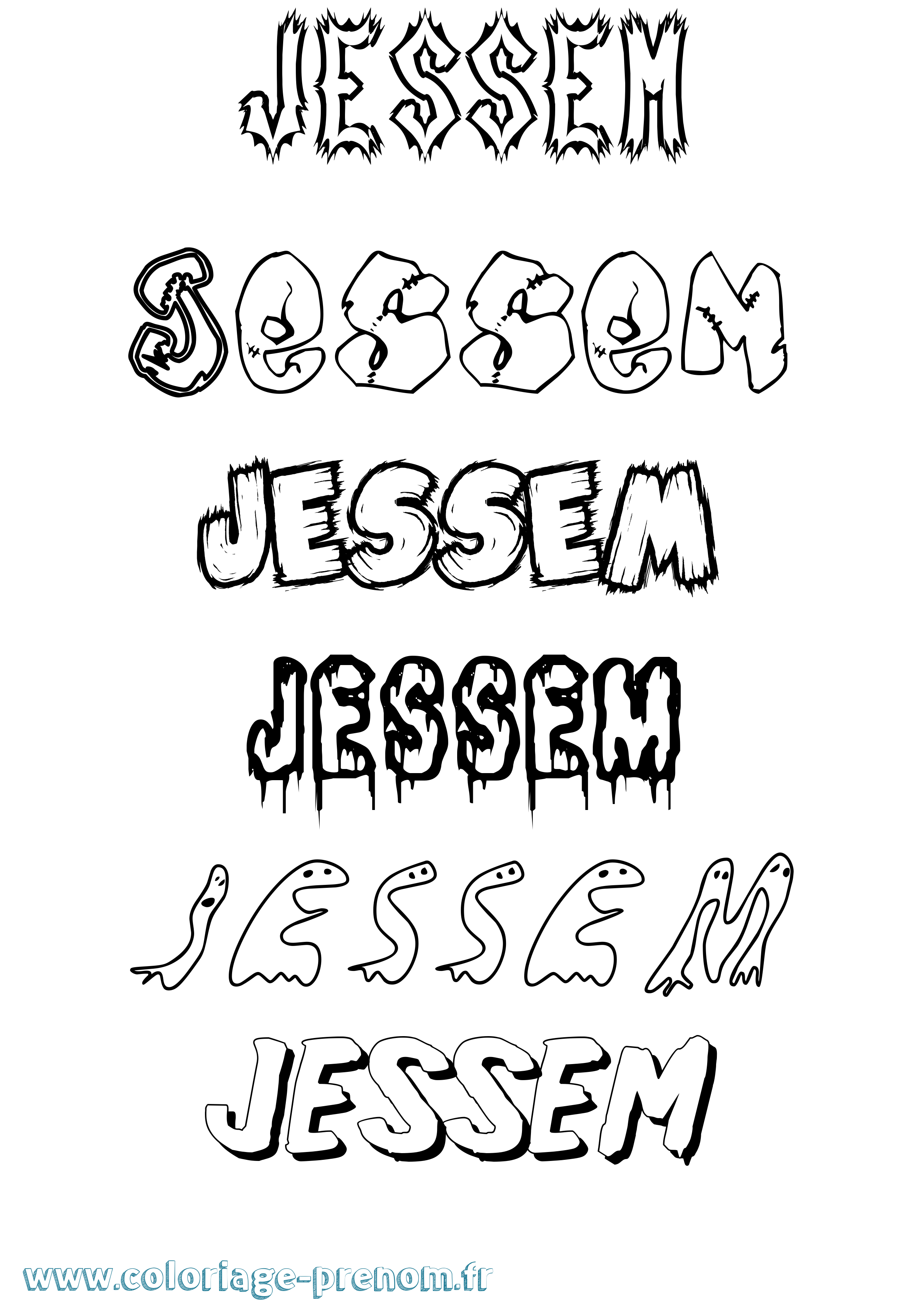 Coloriage Jessem Frisson Coloriage prénom Jessem Frisson